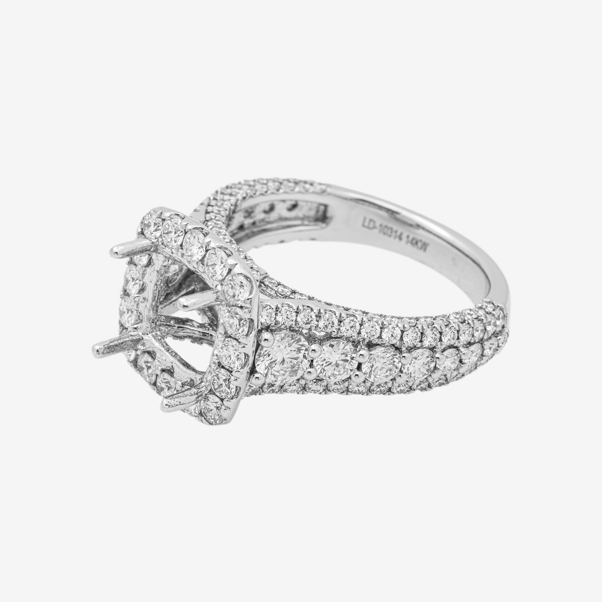 14K ROUNDED SQUARE DIAMOND ENGAGEMENT RING MOUNTING IN WG 2.31 CT DIAMONDS