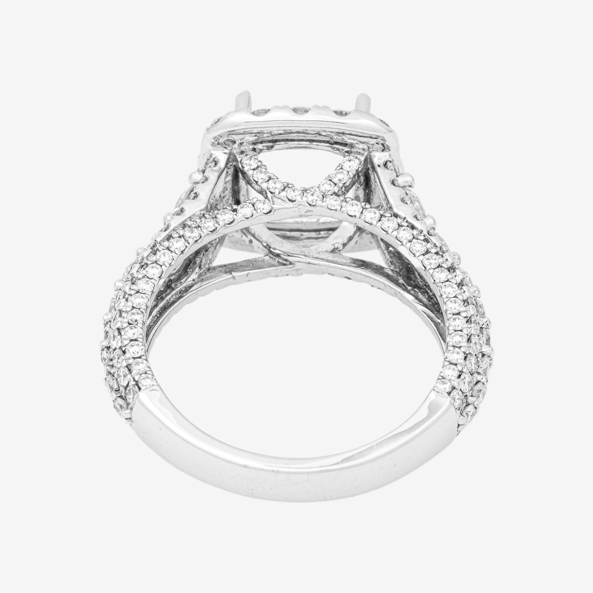 14K ROUNDED SQUARE DIAMOND ENGAGEMENT RING MOUNTING IN WG 2.31 CT DIAMONDS
