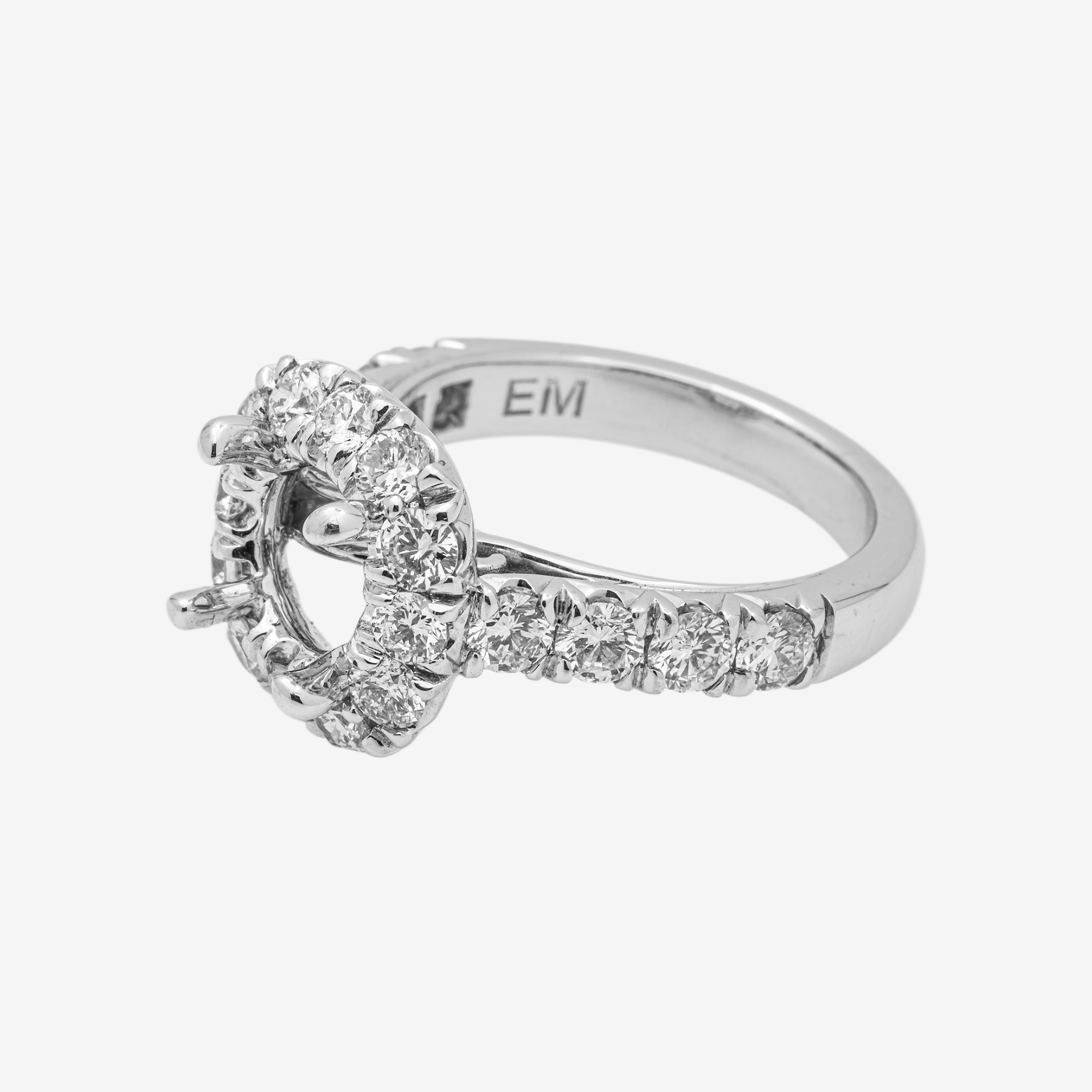 14K ROUNDED SQUARE DIAMOND ENGAGEMENT RING MOUNTING IN WG 1.8 CT DIAMONDS