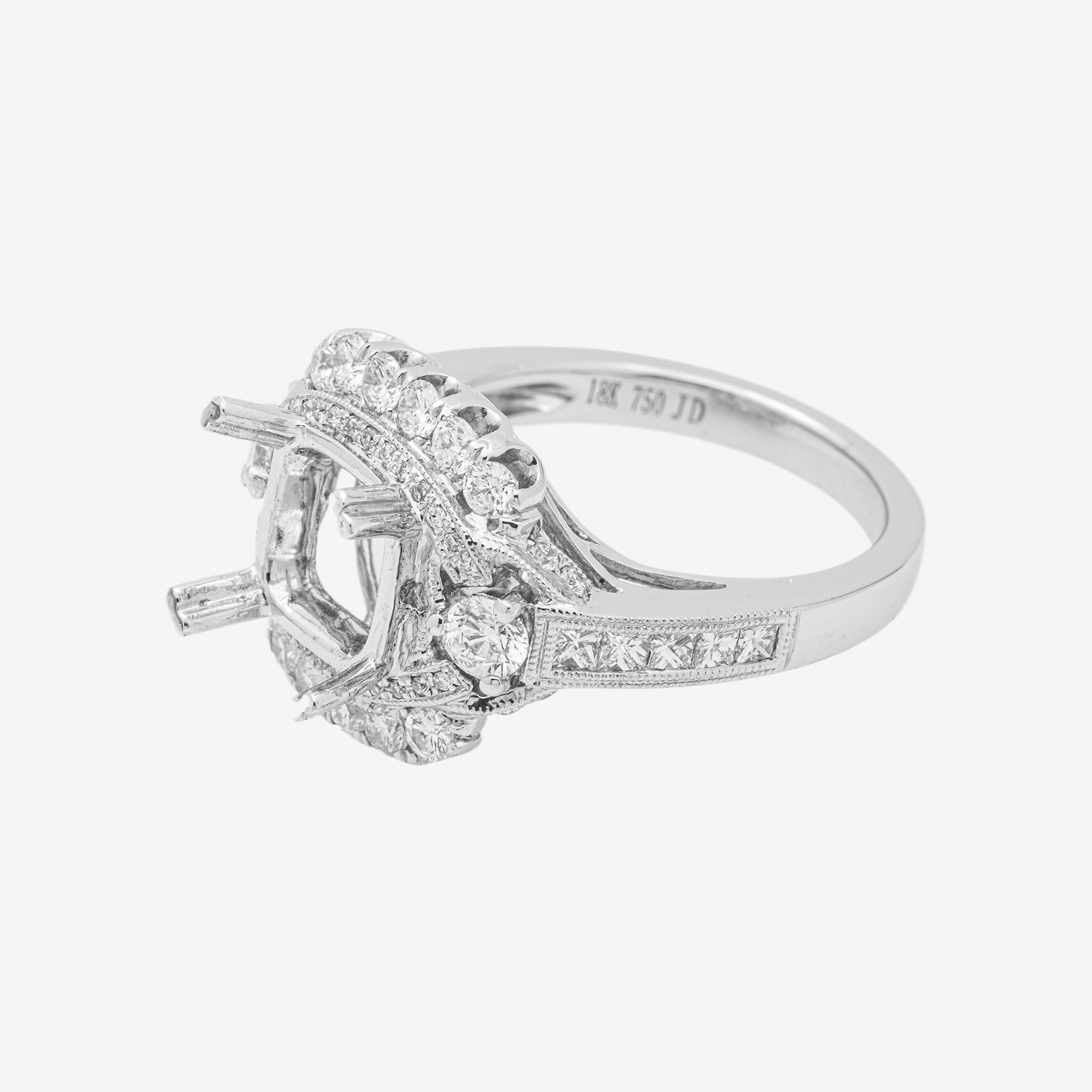 18K SQUARE DIAMOND ENGAGEMENT RING MOUNTING IN WG 1.36 CT DIAMONDS
