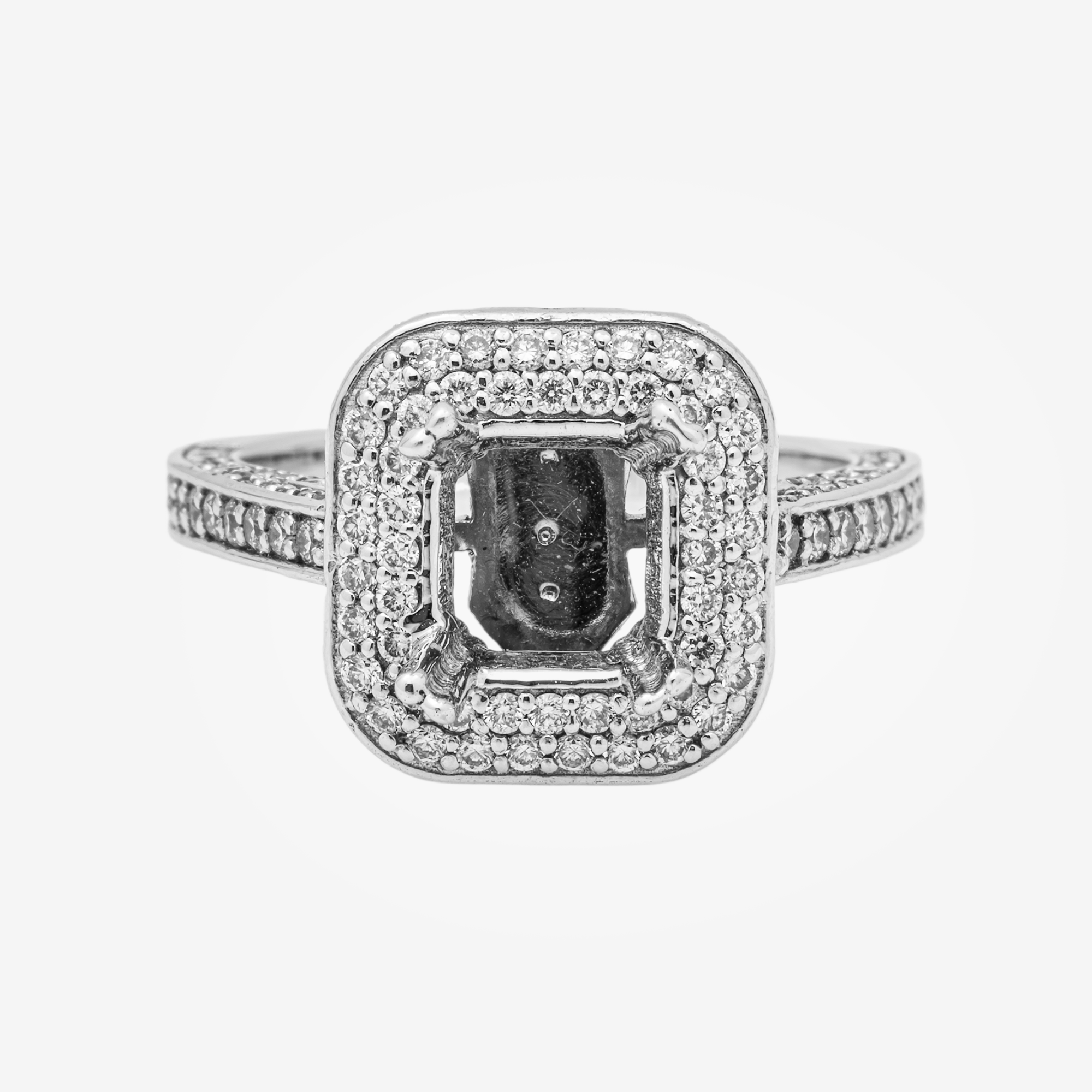 14K SQUARE ENGAGEMENT RING MOUNTING IN WG 1.3CT