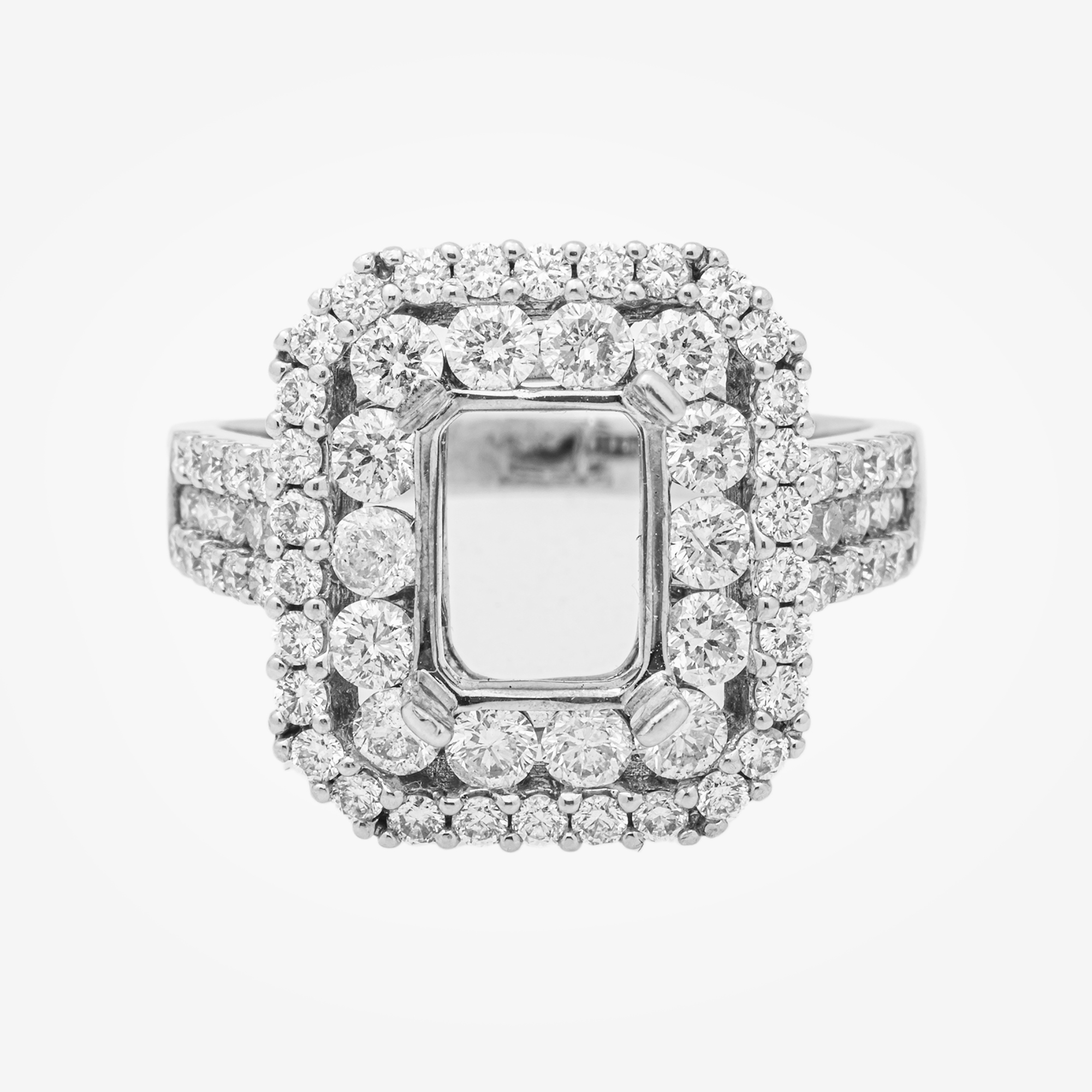 18K SQUARE DIAMOND ENGAGEMENT RING MOUNTING IN WG 2 CT DIAMONDS