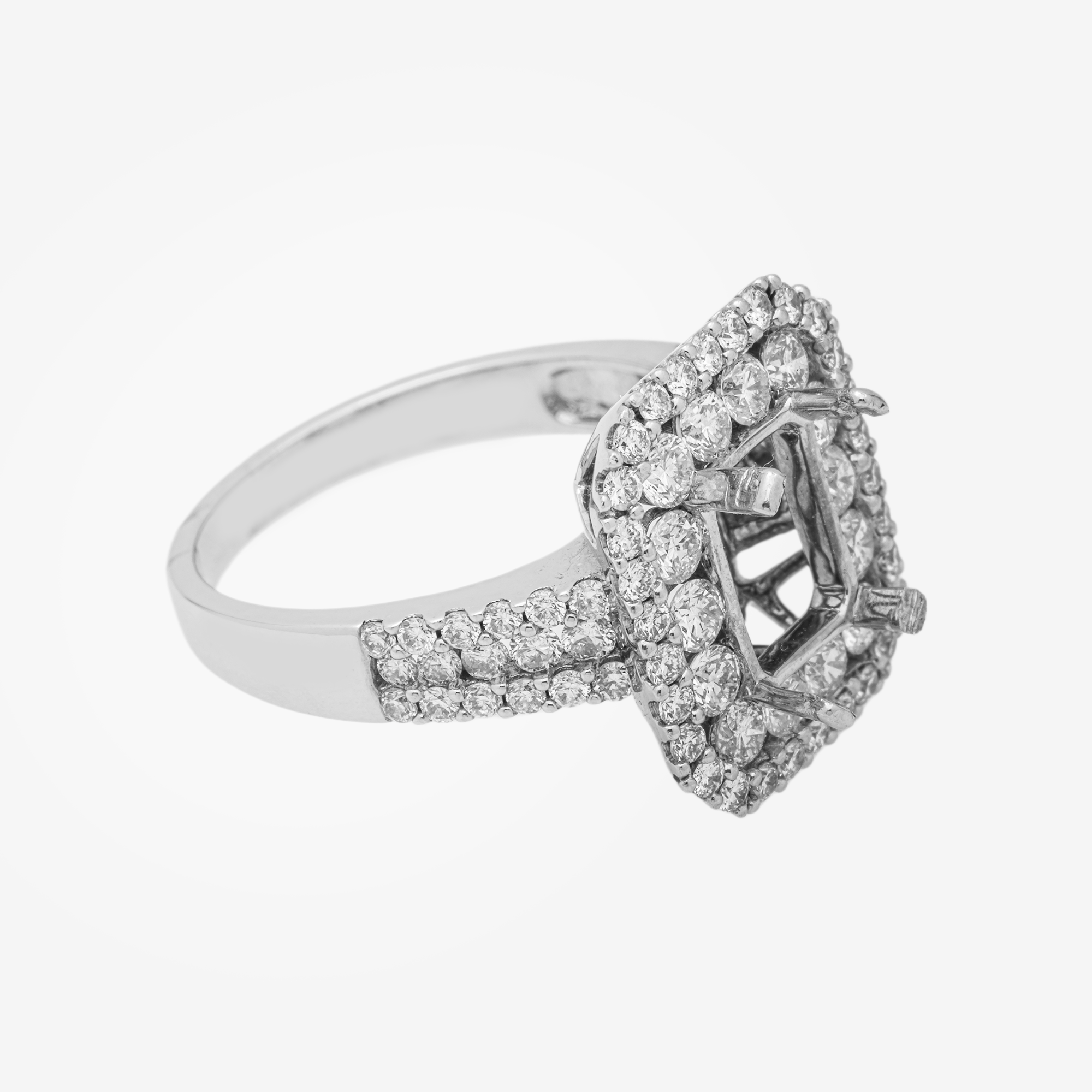 18K SQUARE DIAMOND ENGAGEMENT RING MOUNTING IN WG 2 CT DIAMONDS
