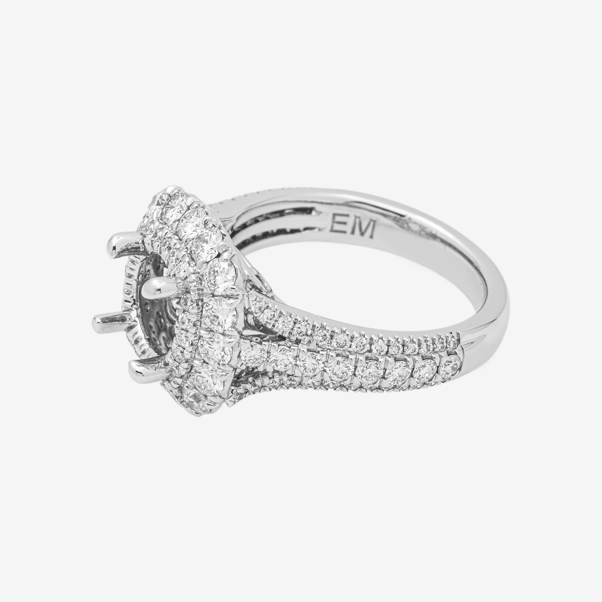 14K ROUNDED SQUARE DIAMOND ENGAGEMENT RING MOUNTING IN WG 1.63 CT DIAMONDS