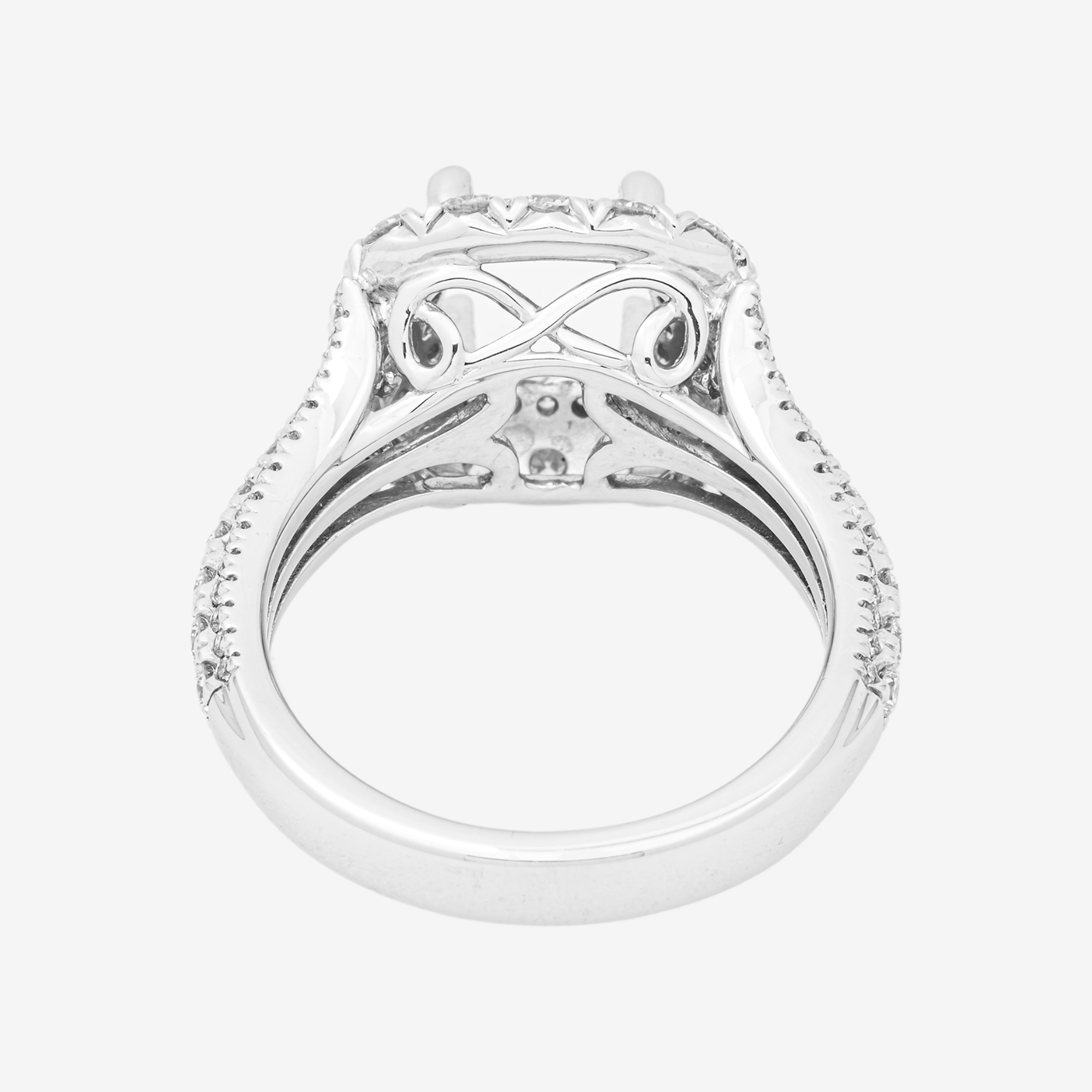 14K ROUNDED SQUARE DIAMOND ENGAGEMENT RING MOUNTING IN WG 1.63 CT DIAMONDS