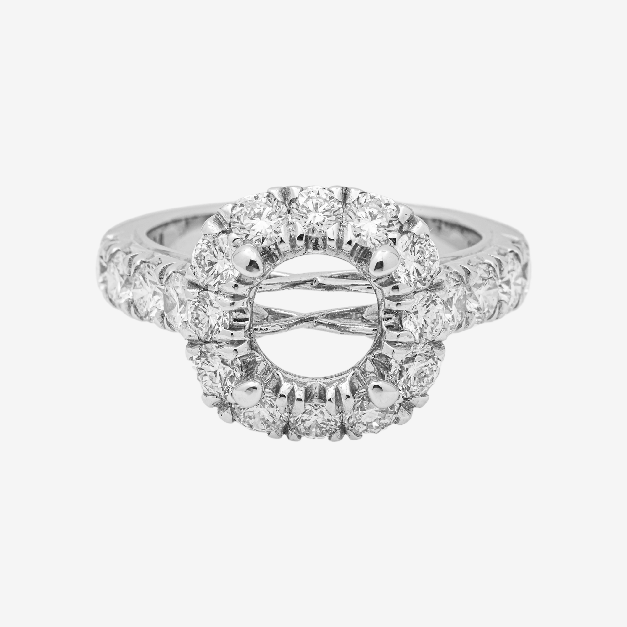 18K SQUARE DIAMOND ENGAGEMENT RING MOUNTING IN WG 1.8 CT DIAMONDS