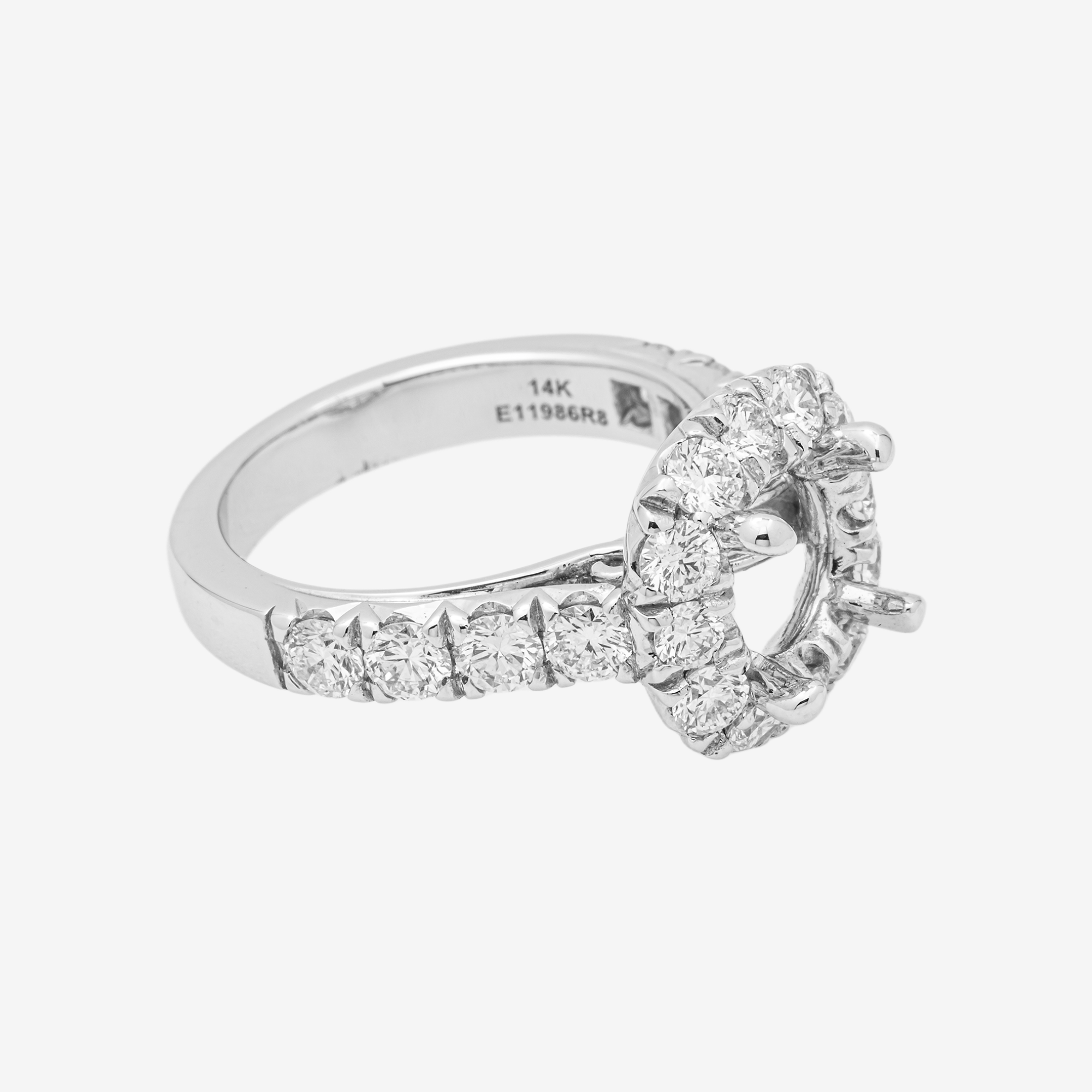 18K SQUARE DIAMOND ENGAGEMENT RING MOUNTING IN WG 1.8 CT DIAMONDS