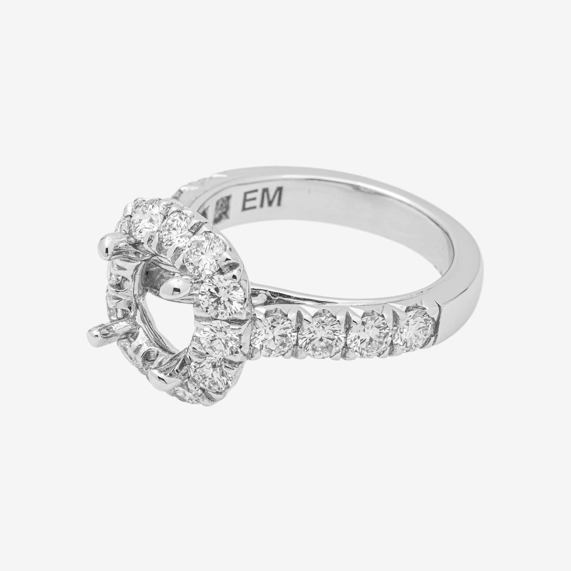 18K SQUARE DIAMOND ENGAGEMENT RING MOUNTING IN WG 1.8 CT DIAMONDS