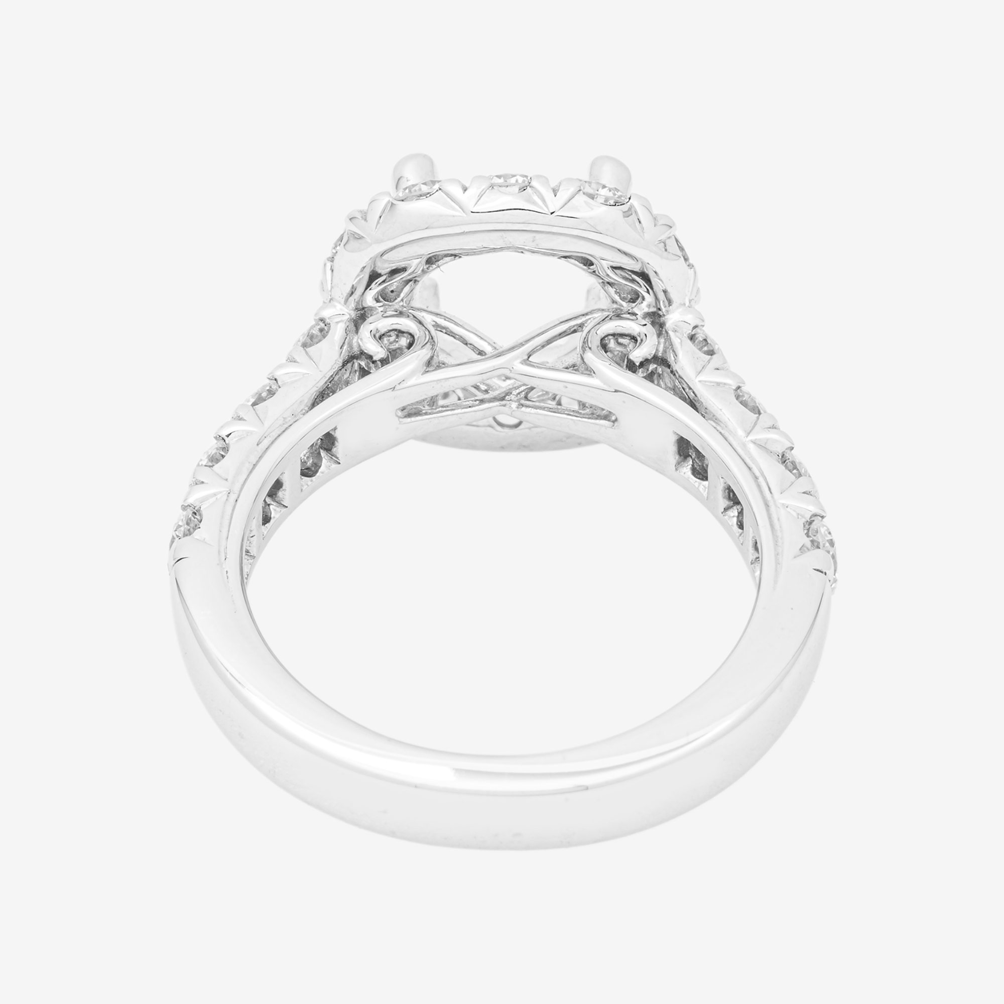 18K SQUARE DIAMOND ENGAGEMENT RING MOUNTING IN WG 1.8 CT DIAMONDS