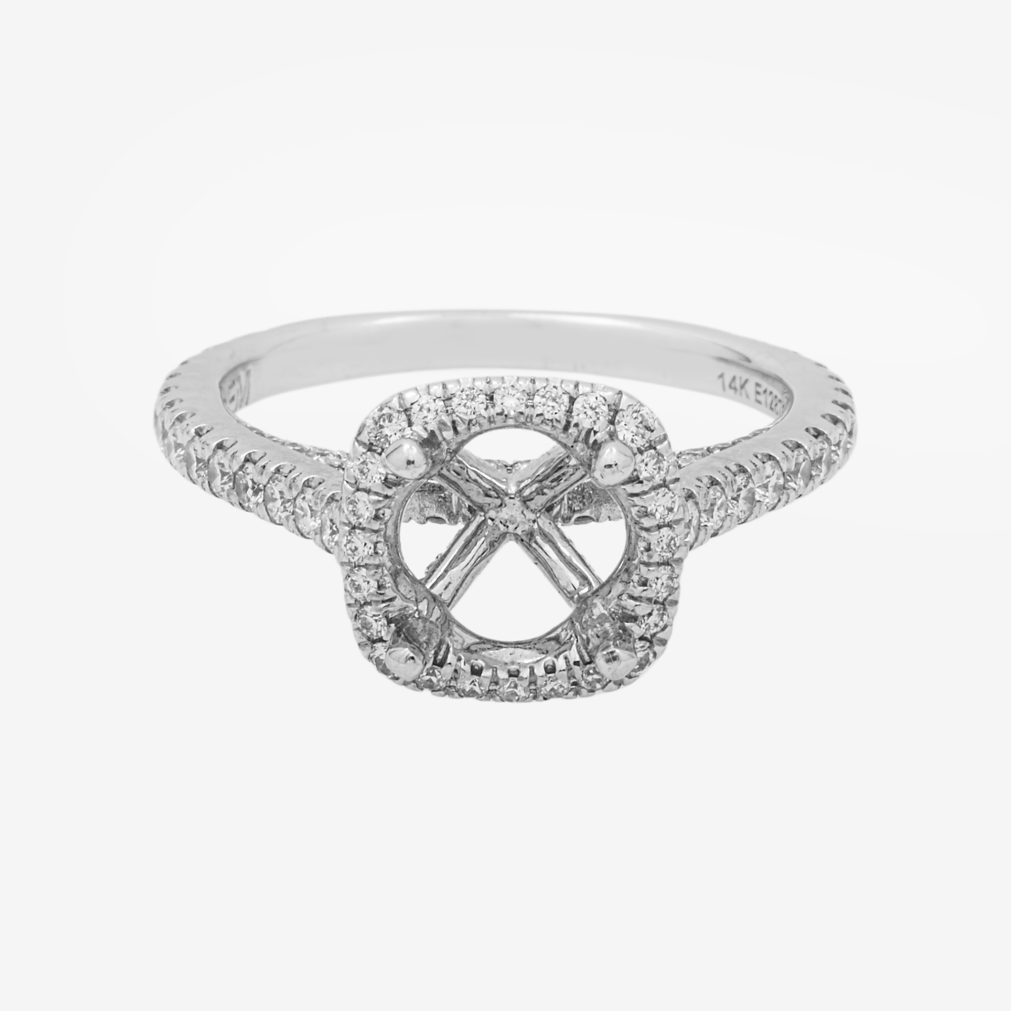 14K ROUNDED SQUARE ENGAGEMENT RING MOUNTING IN WG