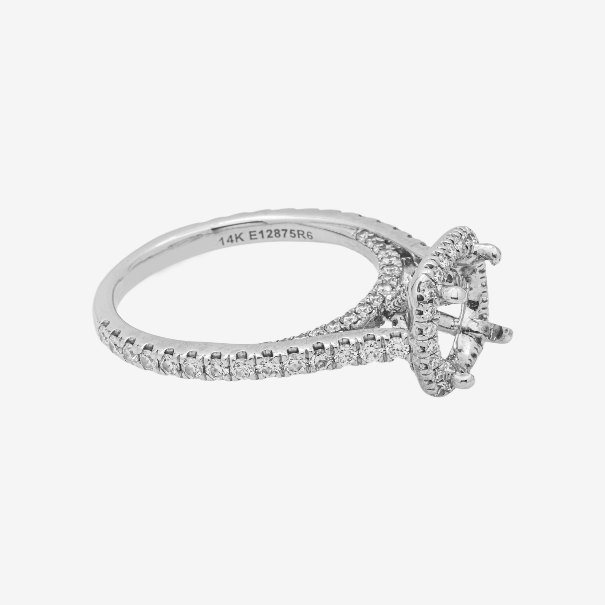 14K ROUNDED SQUARE ENGAGEMENT RING MOUNTING IN WG