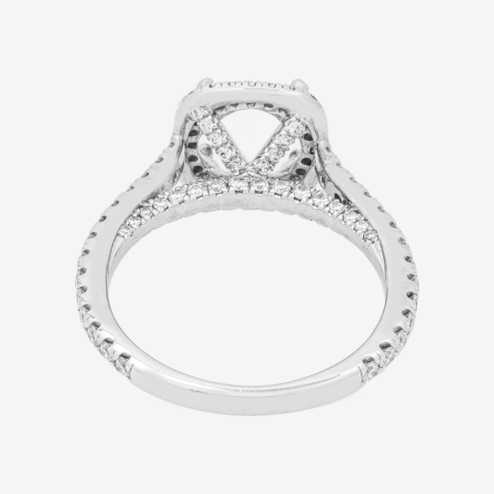 14K ROUNDED SQUARE ENGAGEMENT RING MOUNTING IN WG
