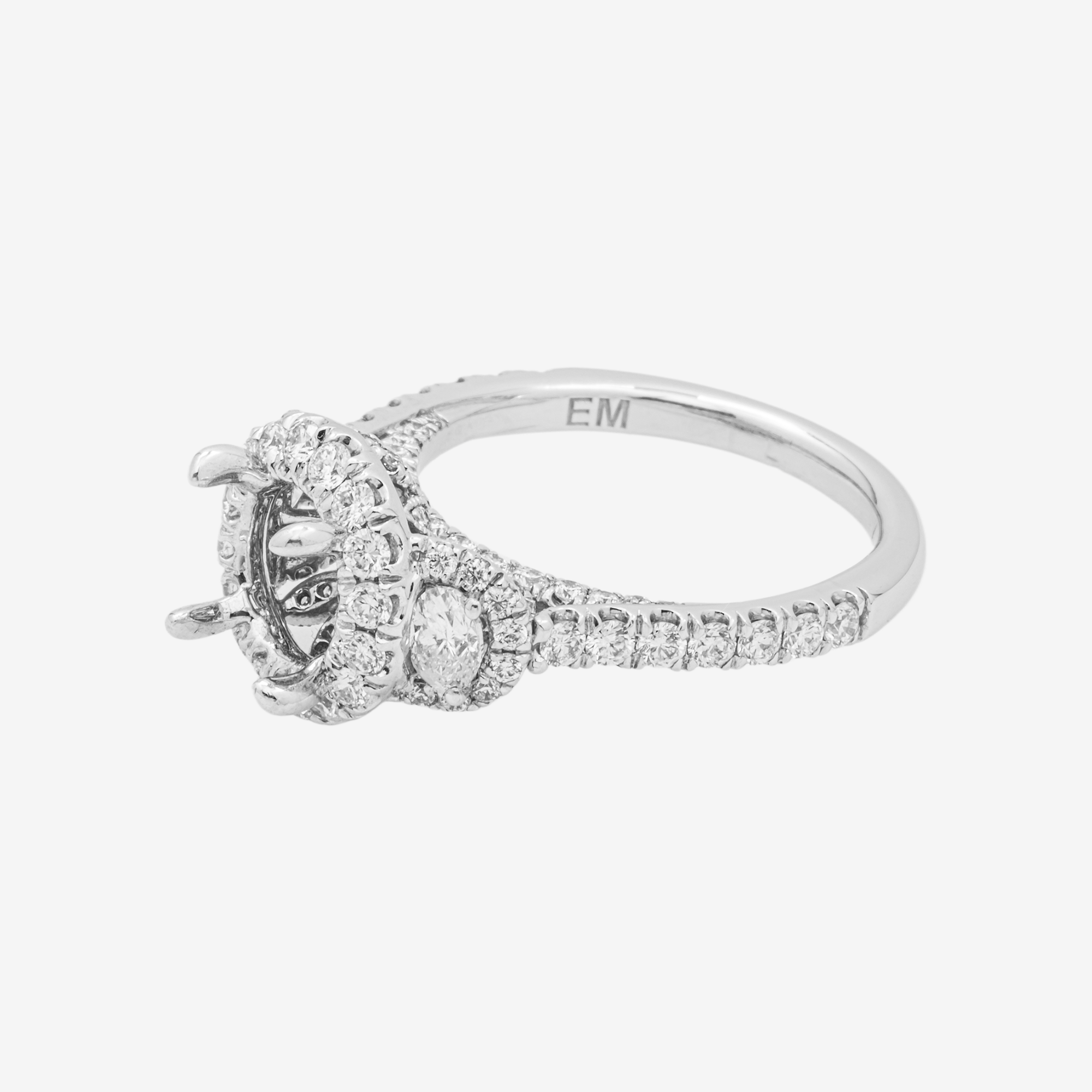 14K ROUND ENGAGEMENT RING MOUNTING IN WG 1.66CT DIAMONDS