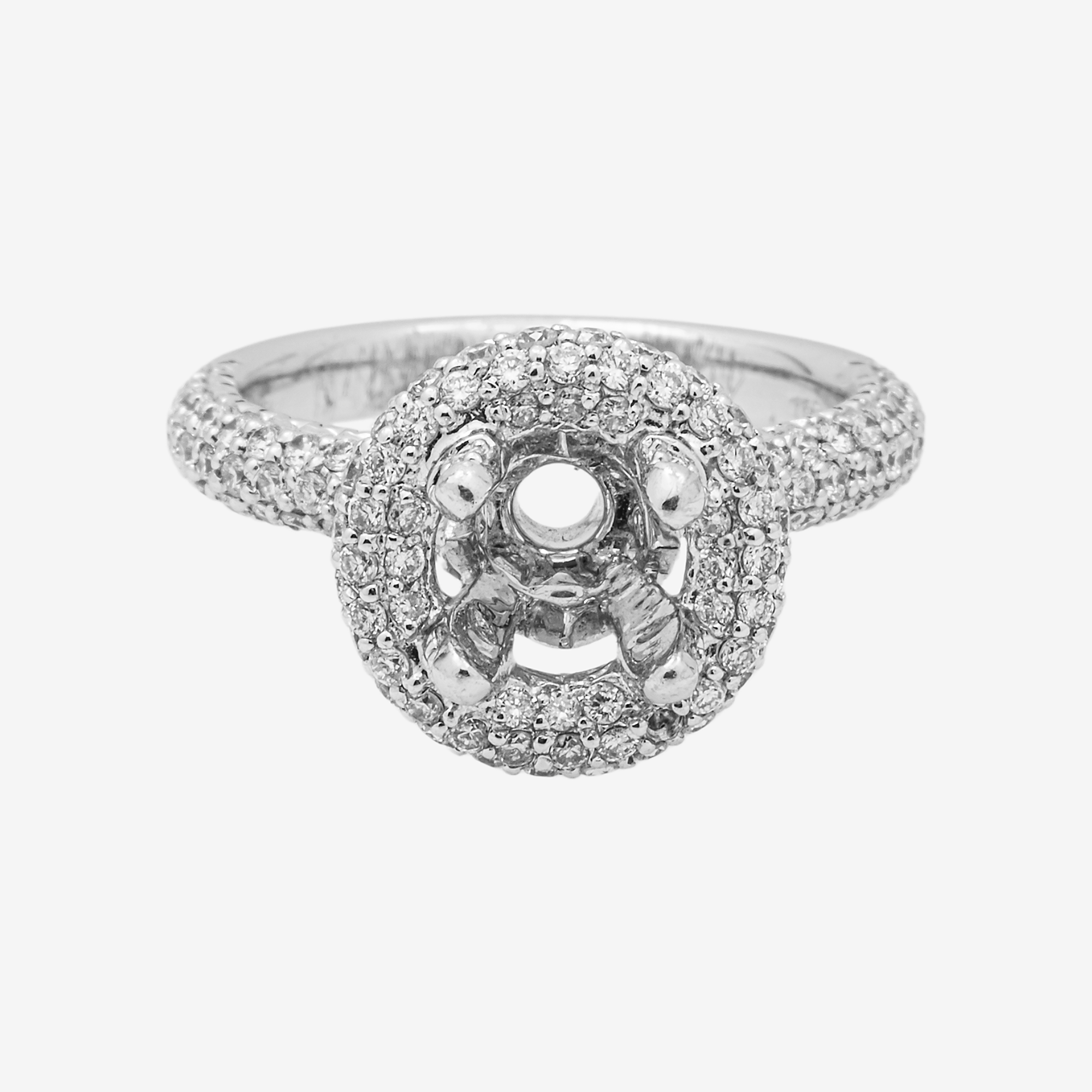 18K ROUND ENGAGEMENT RING MOUNTING IN WG 2.84CT DIAMONDS