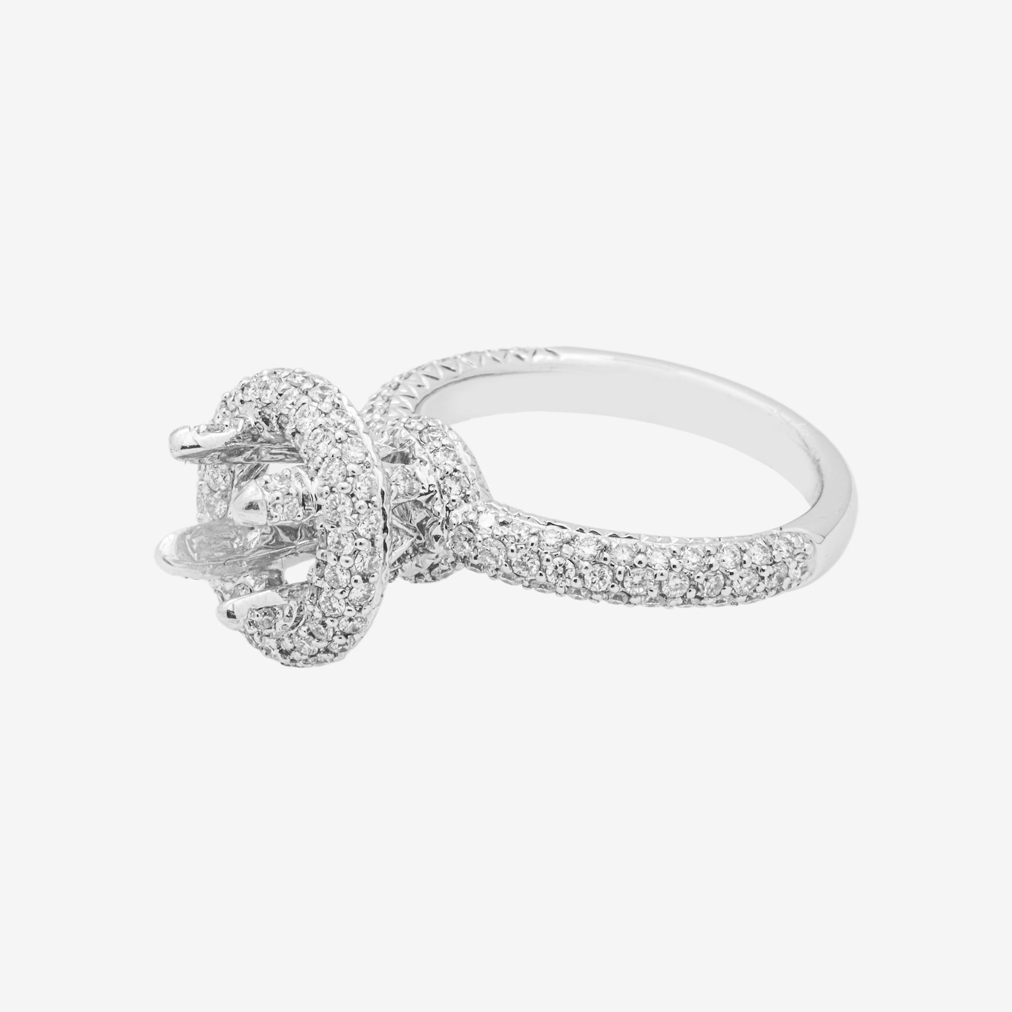 18K ROUND ENGAGEMENT RING MOUNTING IN WG 2.84CT DIAMONDS