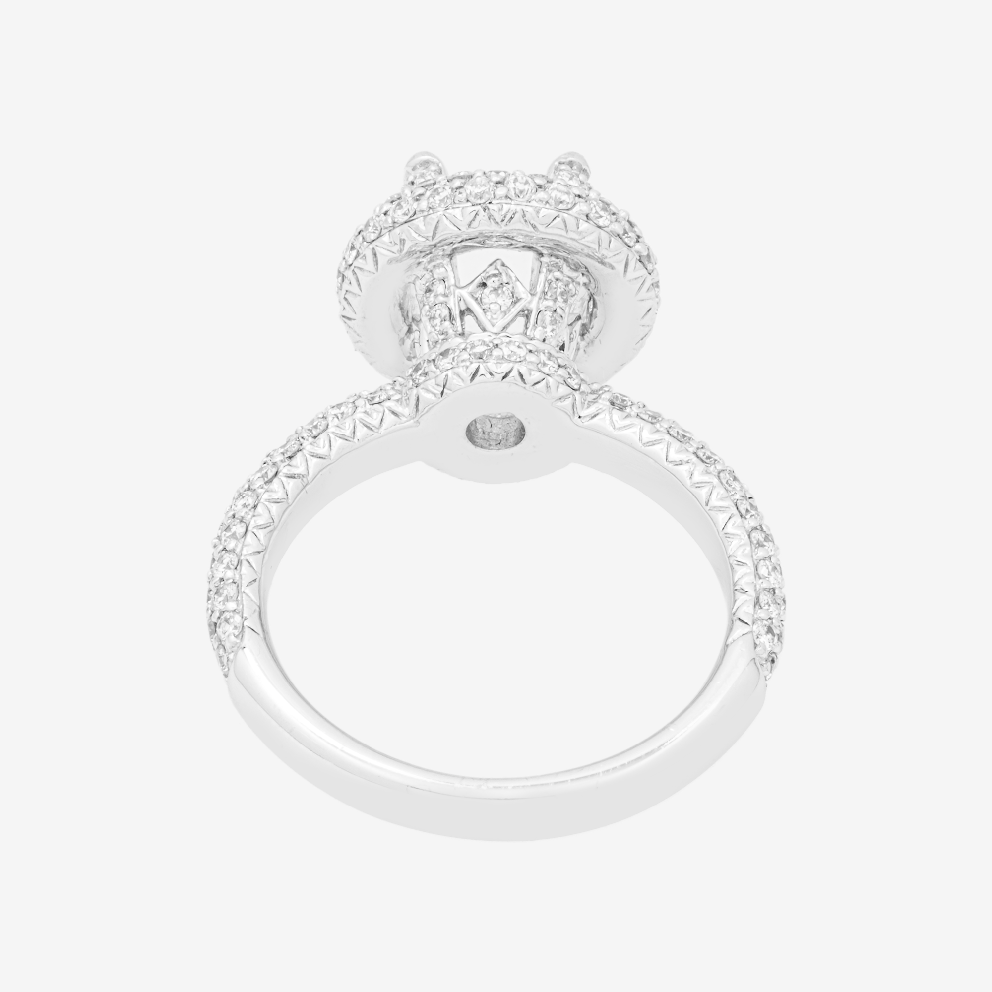 18K ROUND ENGAGEMENT RING MOUNTING IN WG 2.84CT DIAMONDS