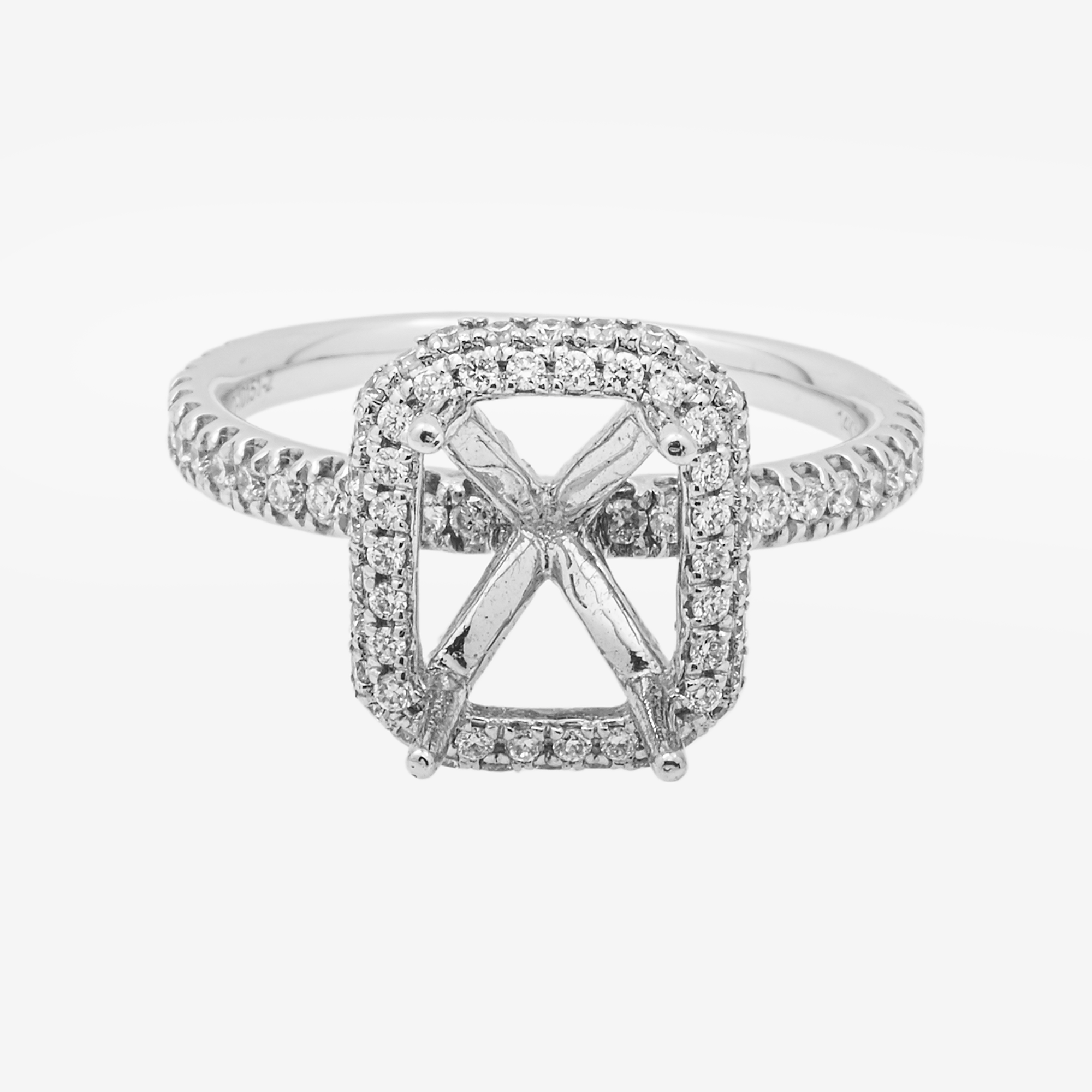 14K SQUARE ENGAGEMENT RING MOUNTING IN WG .72CT DIAMONDS