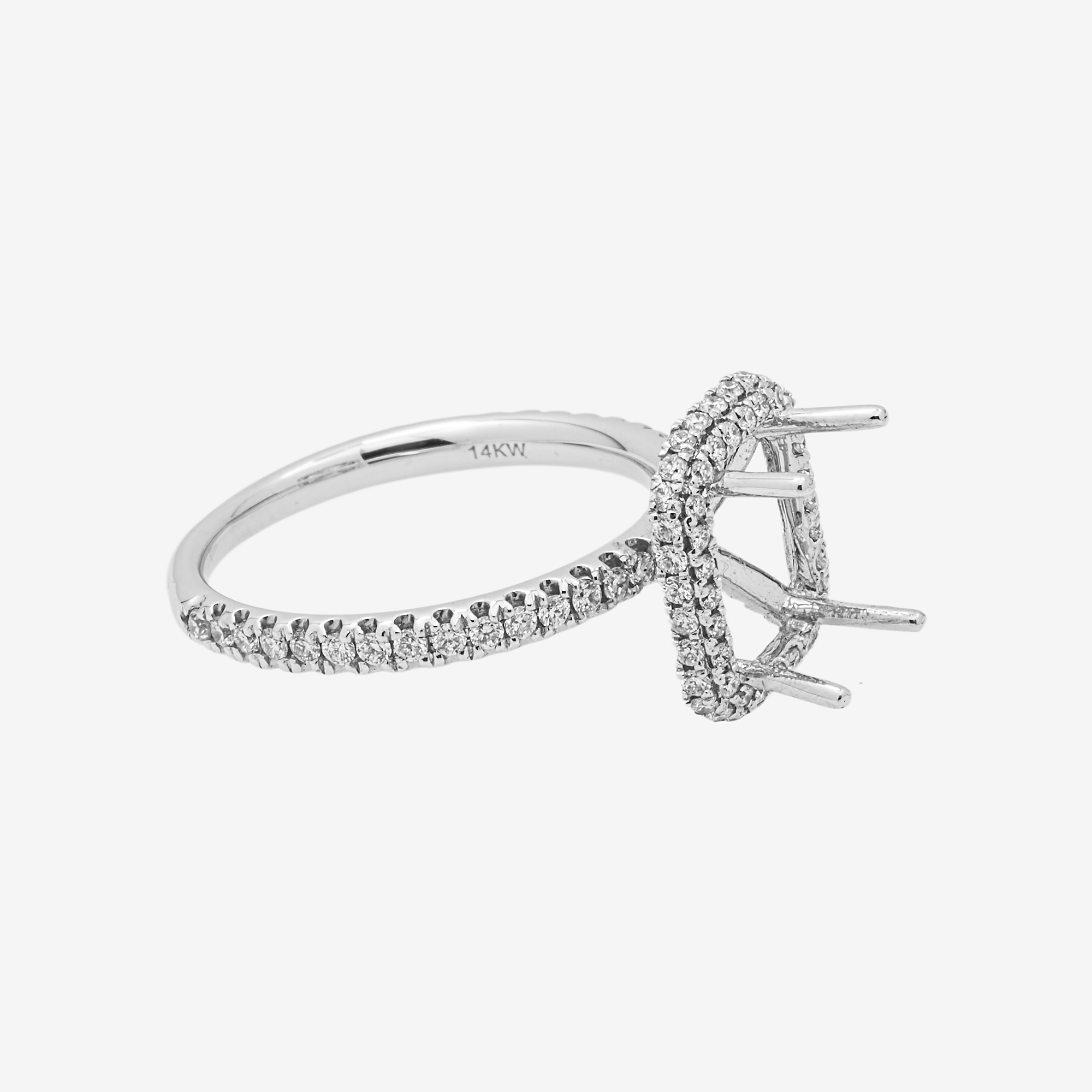 14K SQUARE ENGAGEMENT RING MOUNTING IN WG .72CT DIAMONDS