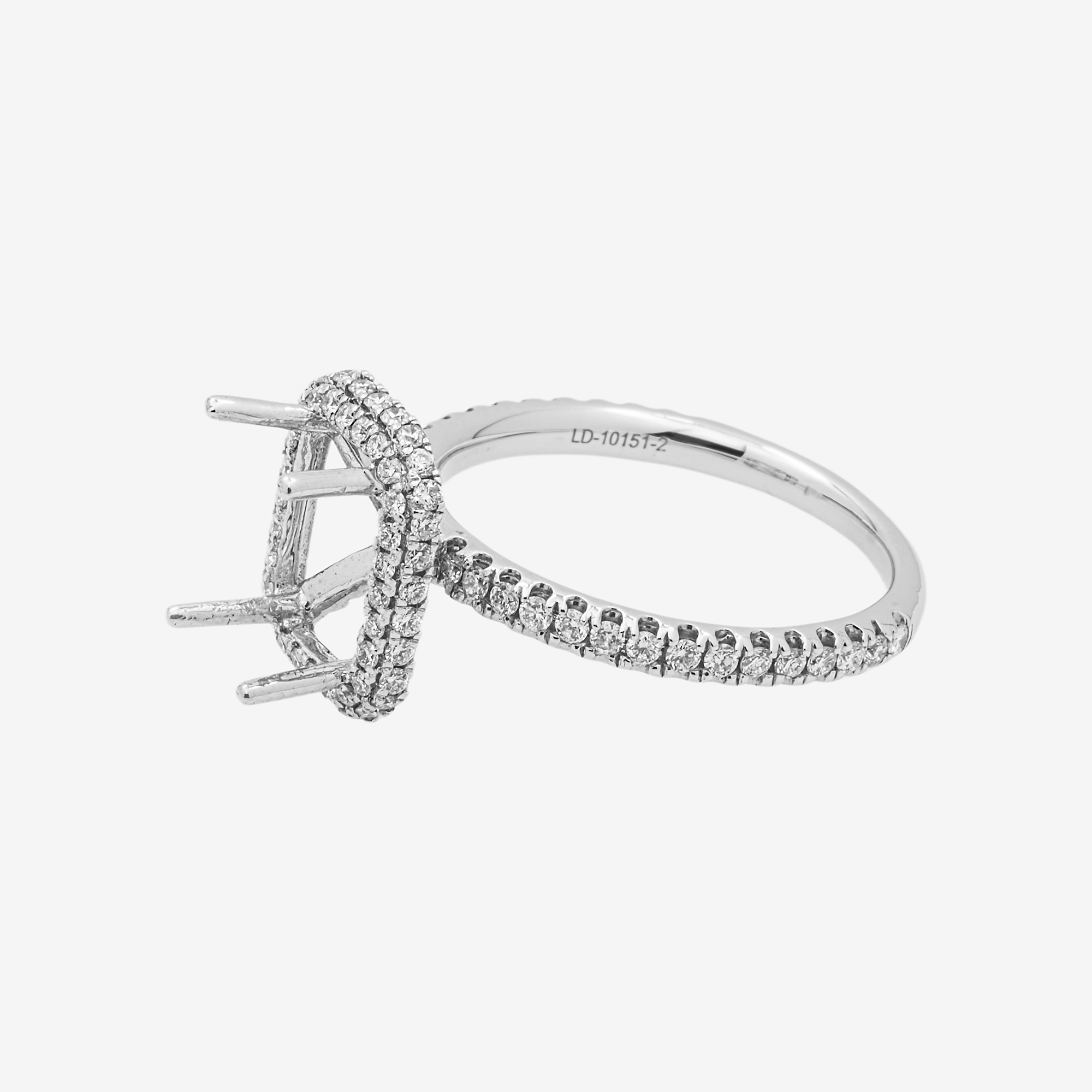 14K SQUARE ENGAGEMENT RING MOUNTING IN WG .72CT DIAMONDS