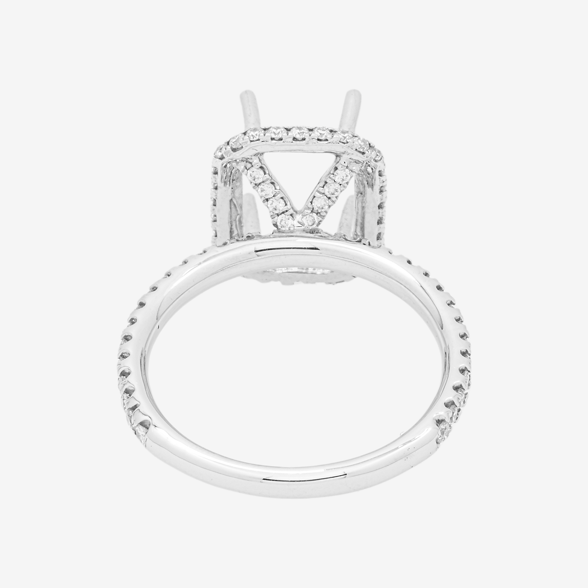 14K SQUARE ENGAGEMENT RING MOUNTING IN WG .72CT DIAMONDS