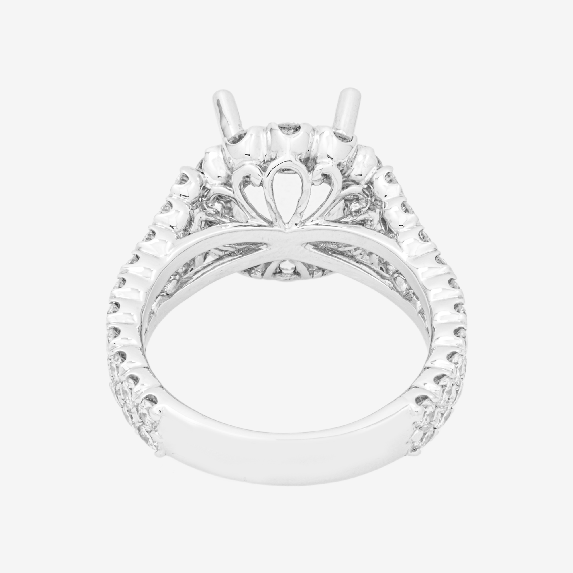 14K ROUND ENGAGEMENT RING MOUNTING IN WG 2.1CT DIAMONDS
