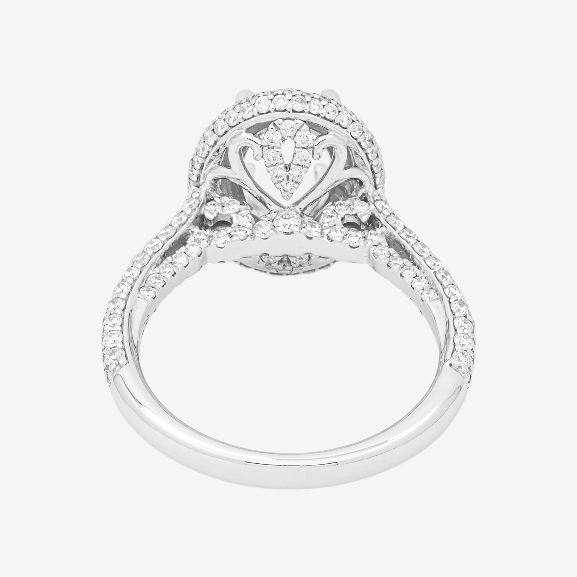 14K ROUND ENGAGEMENT RING MOUNTING IN WG 1.45CT DIAMONDS