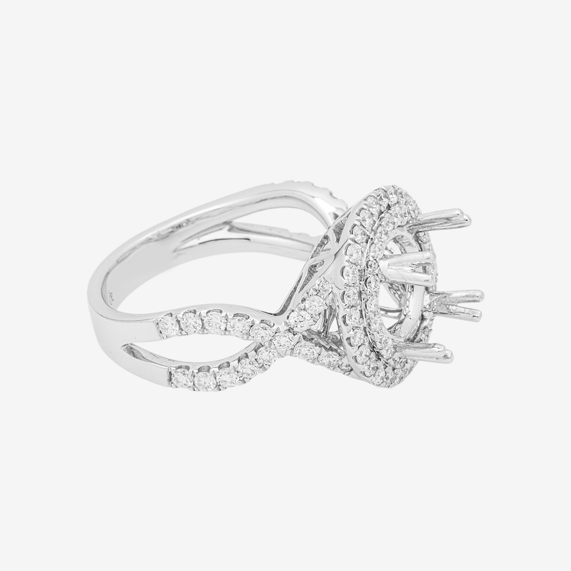 18K ROUND ENGAGEMENT RING MOUNTING IN WG 3.2CT DIAMONDS