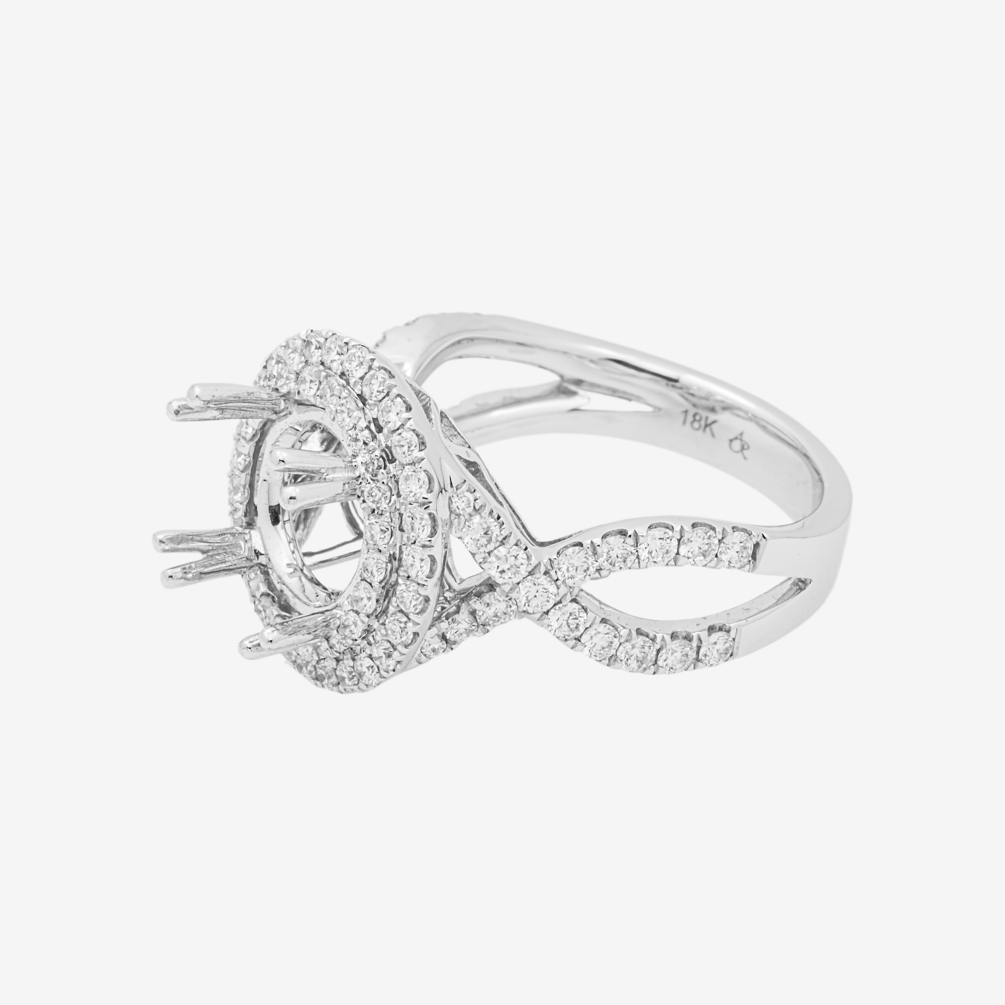 18K ROUND ENGAGEMENT RING MOUNTING IN WG 3.2CT DIAMONDS