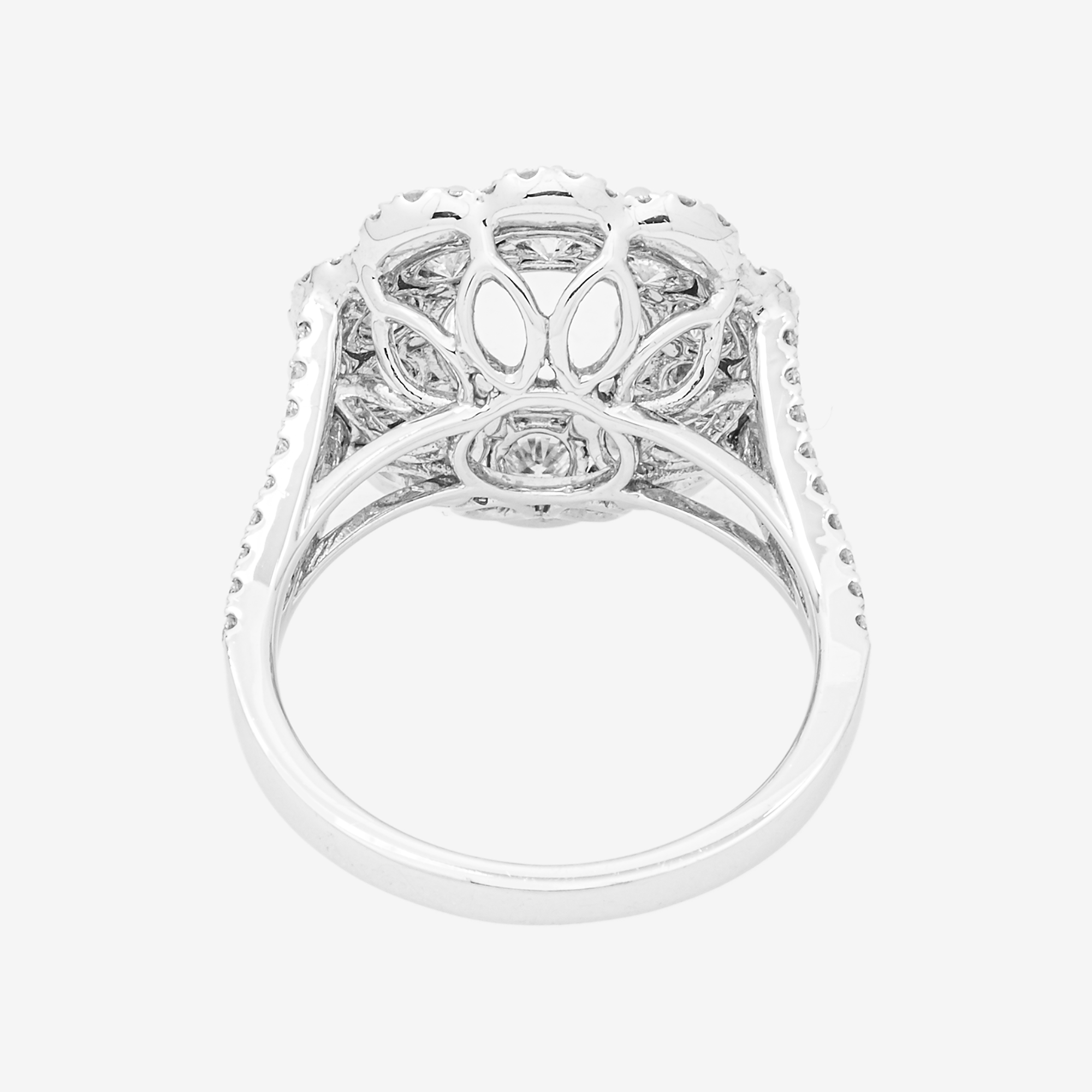14K ROUND ENGAGEMENT RING MOUNTING IN WG 2.1CT DIAMONDS