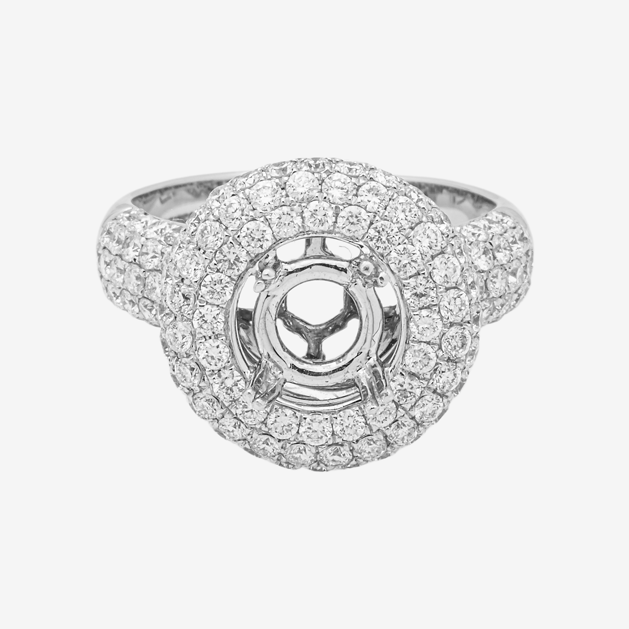 18K ROUND ENGAGEMENT RING MOUNTING IN WG