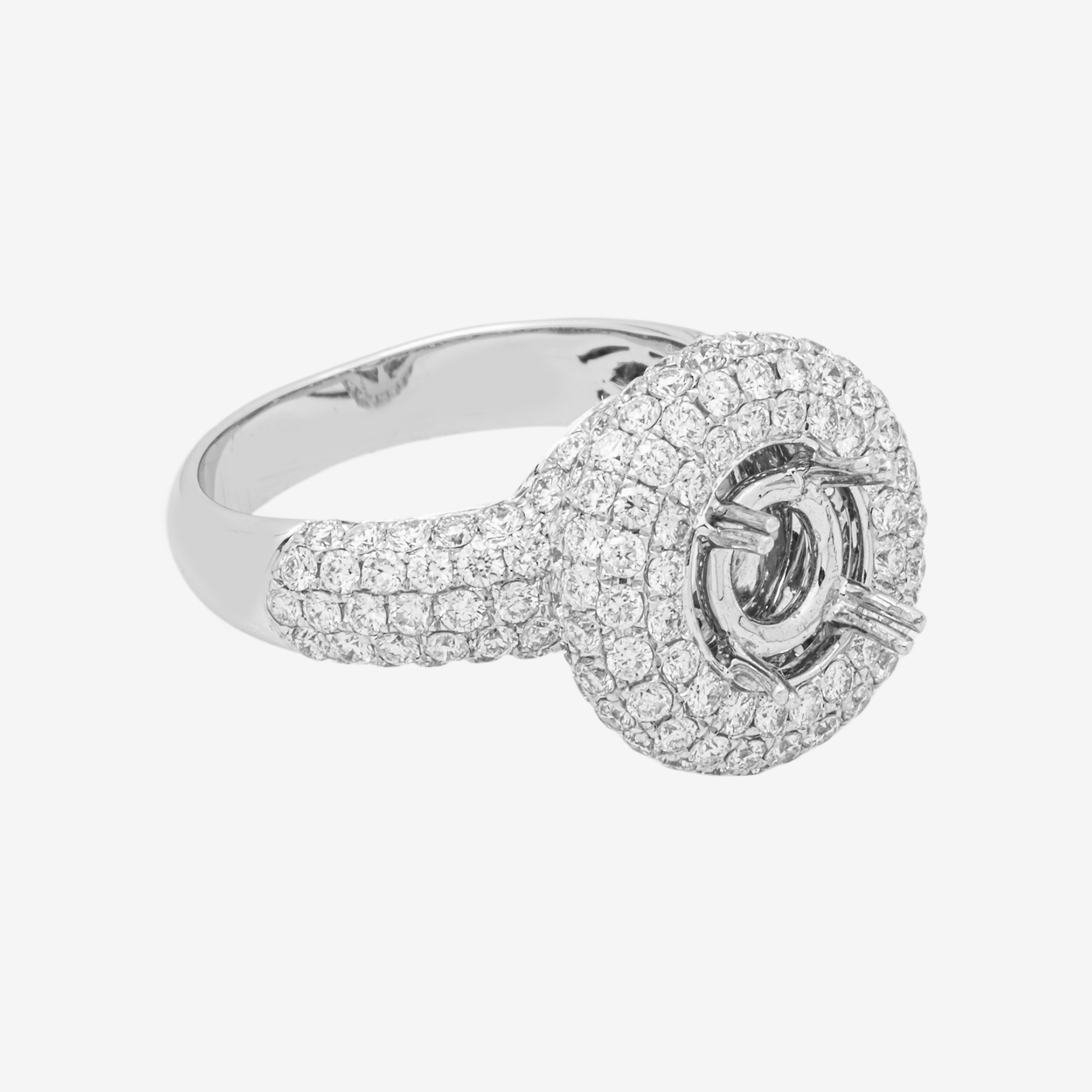18K ROUND ENGAGEMENT RING MOUNTING IN WG