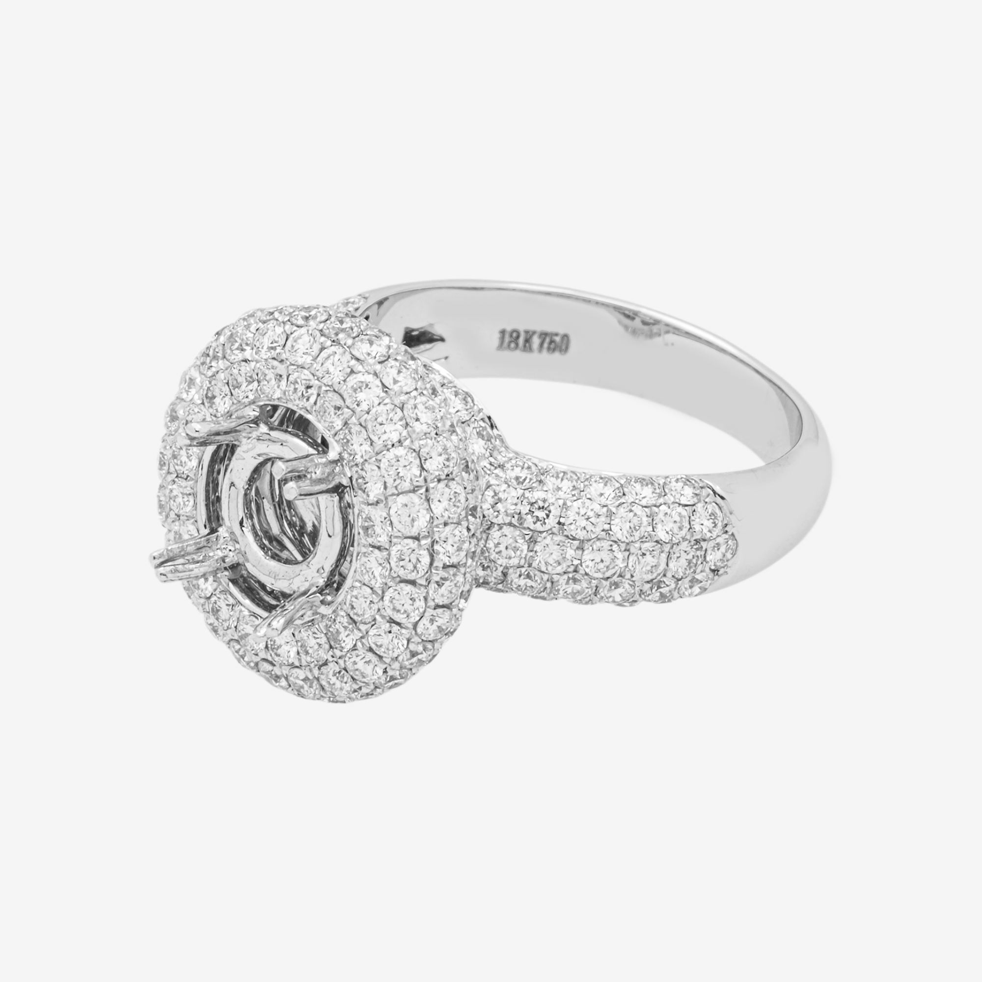 18K ROUND ENGAGEMENT RING MOUNTING IN WG