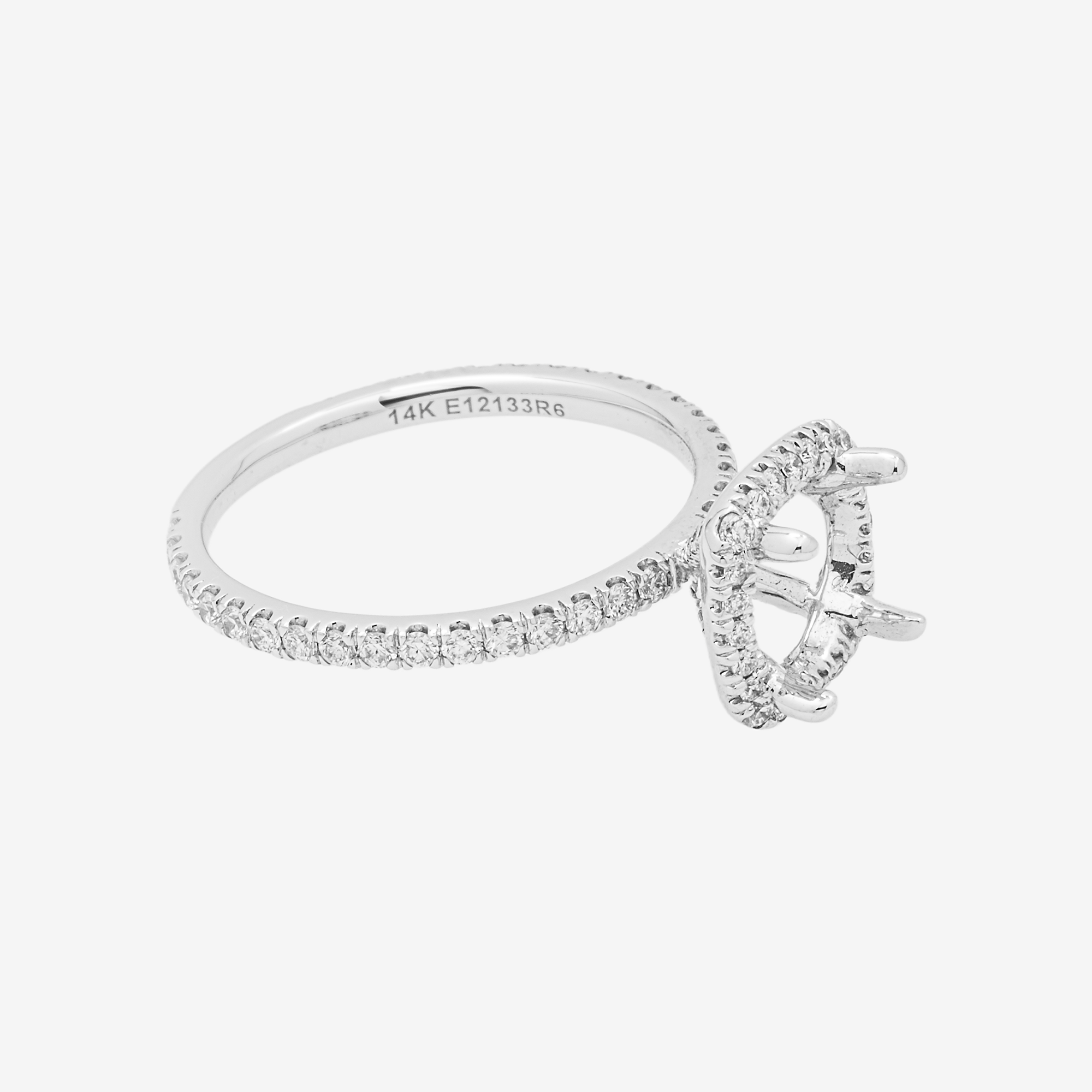 14K ROUNDED SQUARE ENGAGEMENT RING MOUNTING IN WG .65CT