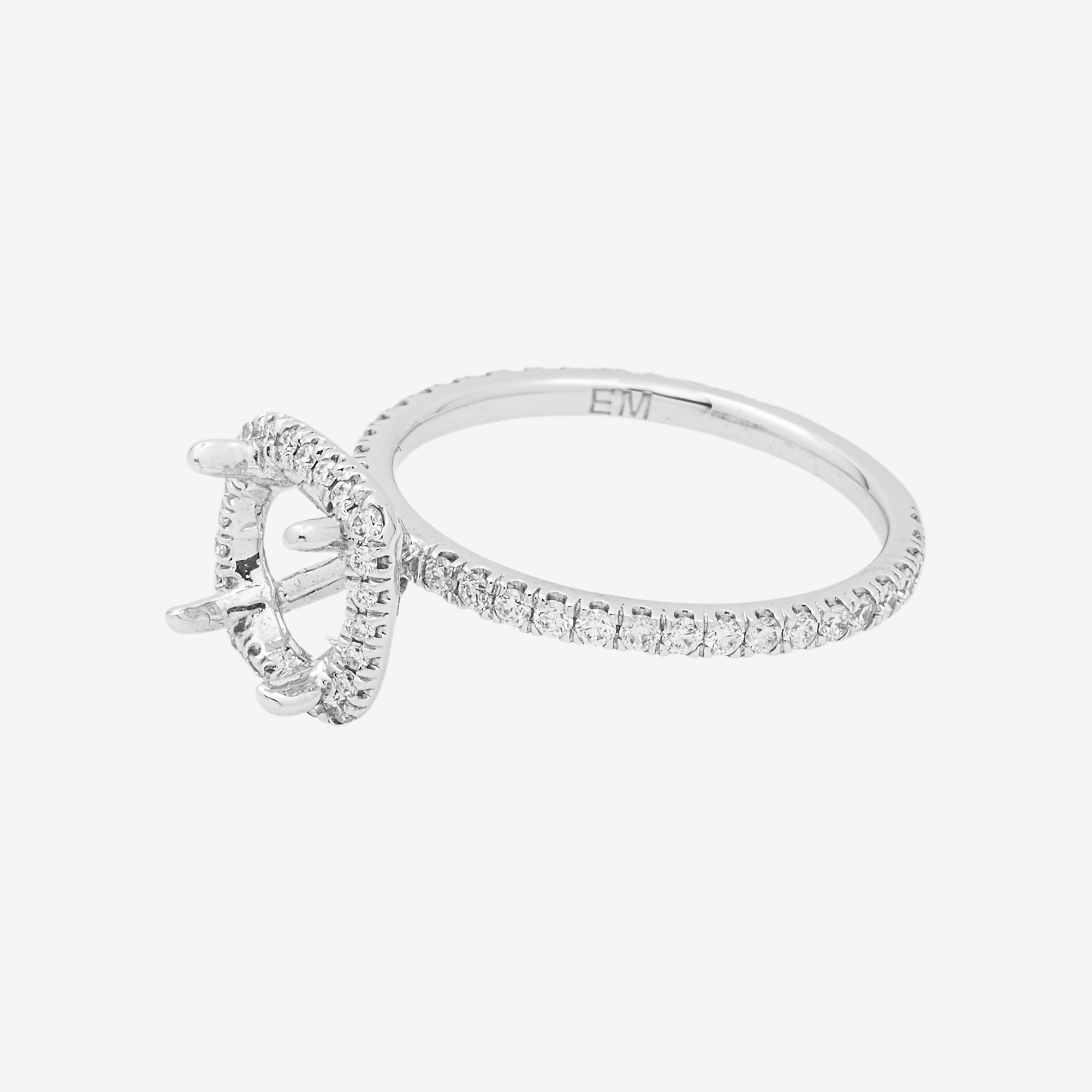 14K ROUNDED SQUARE ENGAGEMENT RING MOUNTING IN WG .65CT