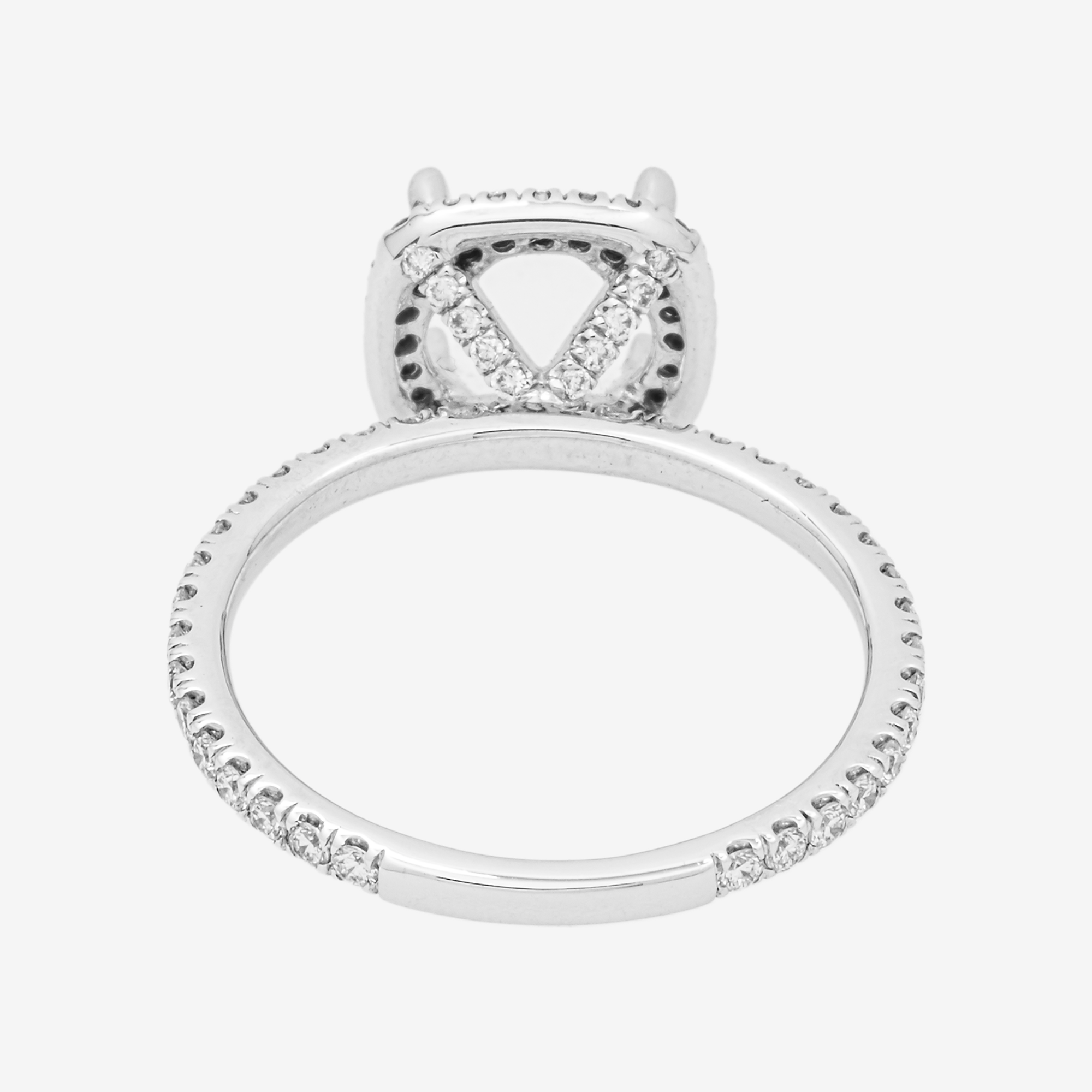 14K ROUNDED SQUARE ENGAGEMENT RING MOUNTING IN WG .65CT