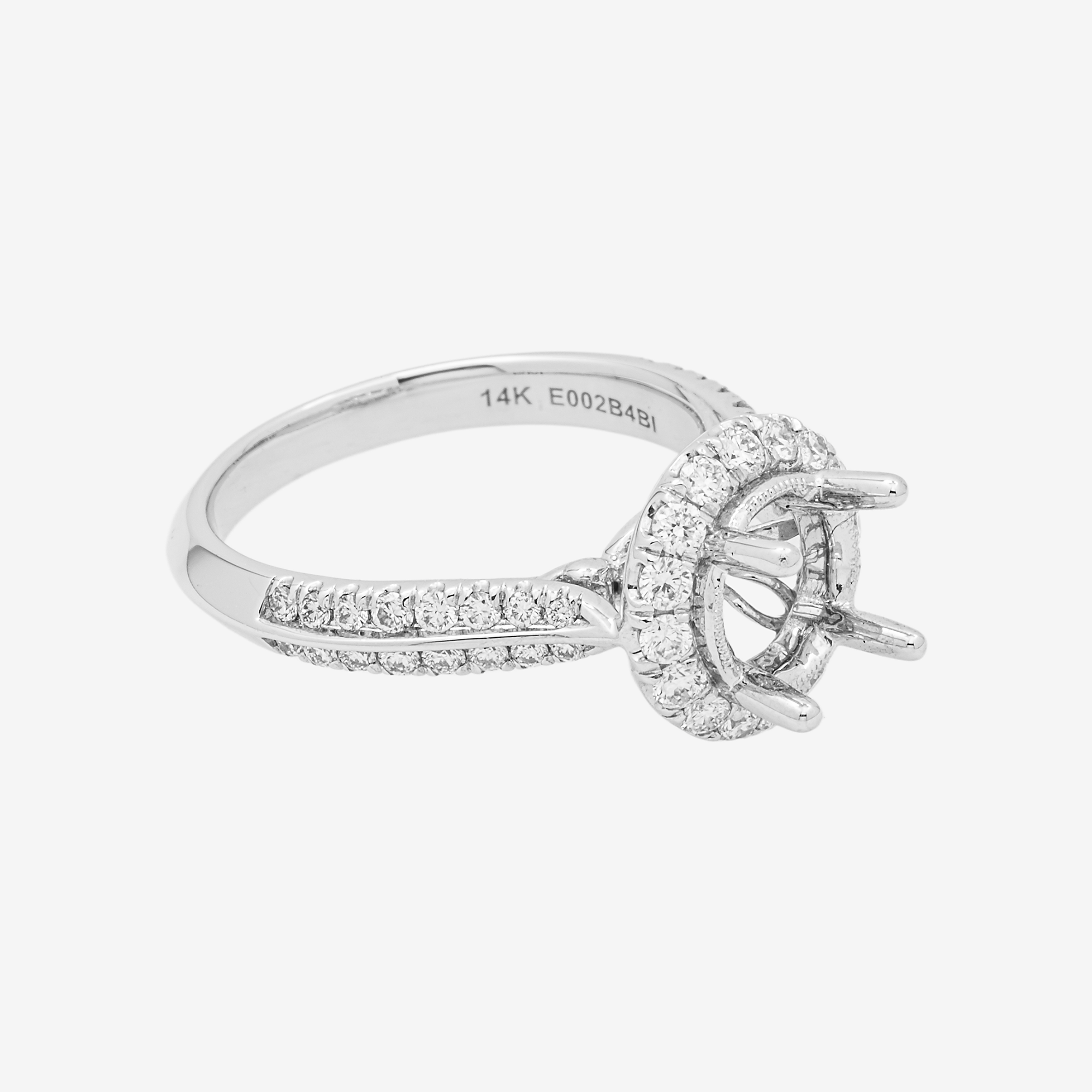 14K ROUND ENGAGEMENT RING MOUNTING IN WG .62CT DIAMONDS