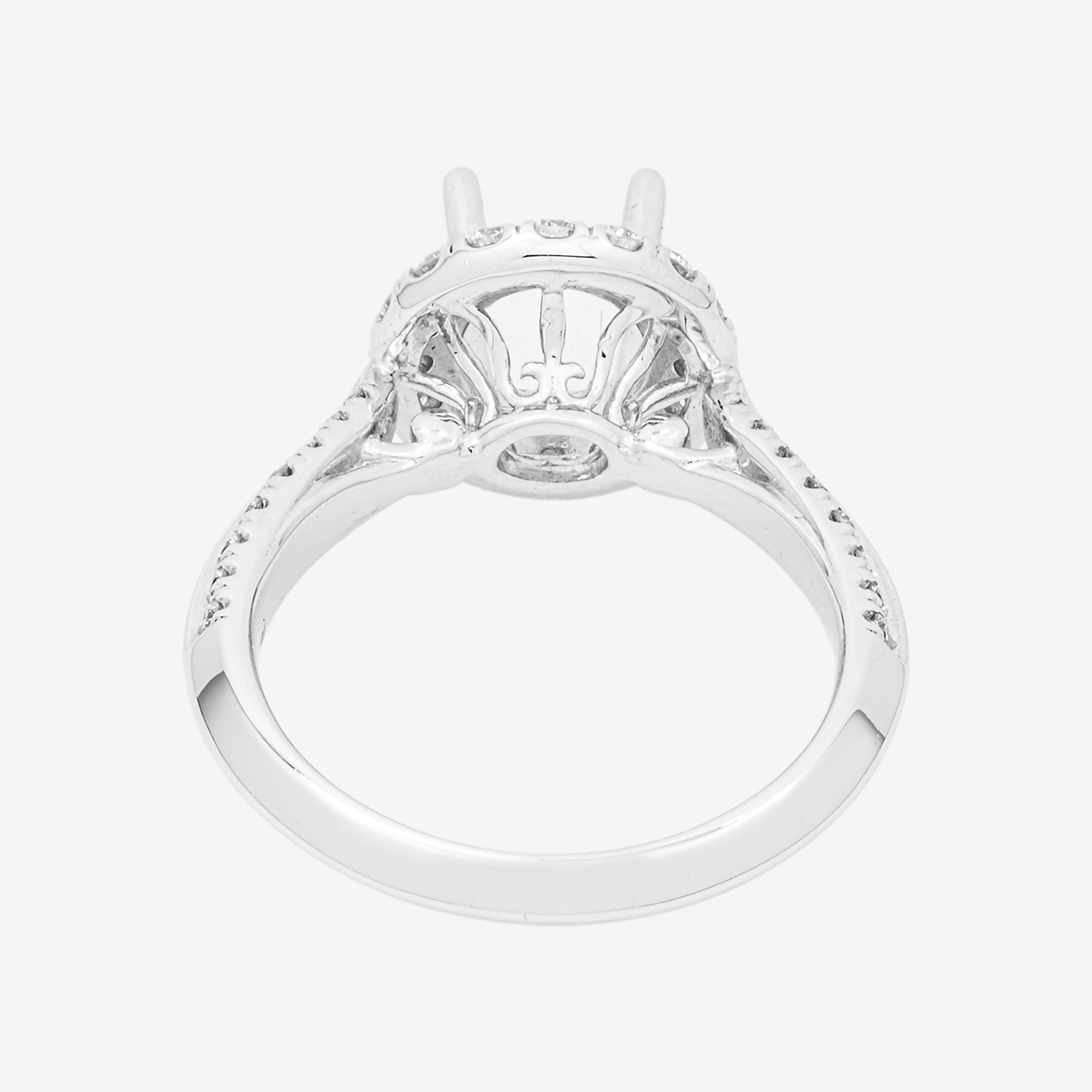 14K ROUND ENGAGEMENT RING MOUNTING IN WG .62CT DIAMONDS