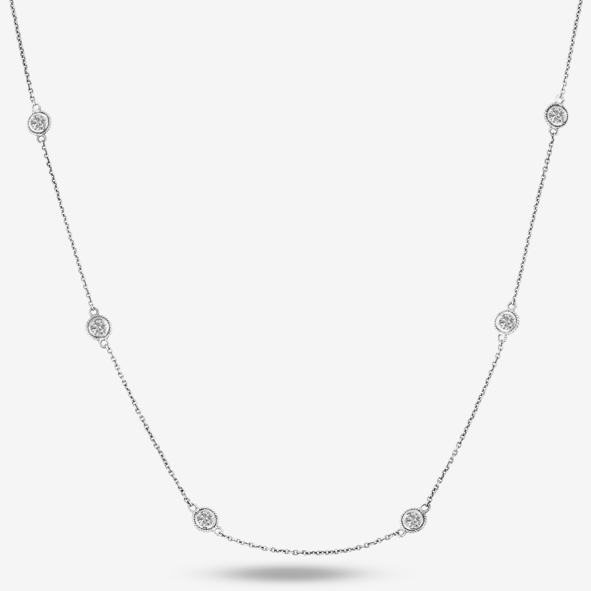 14K ROUND DIAMOND NECKLACE IN WG