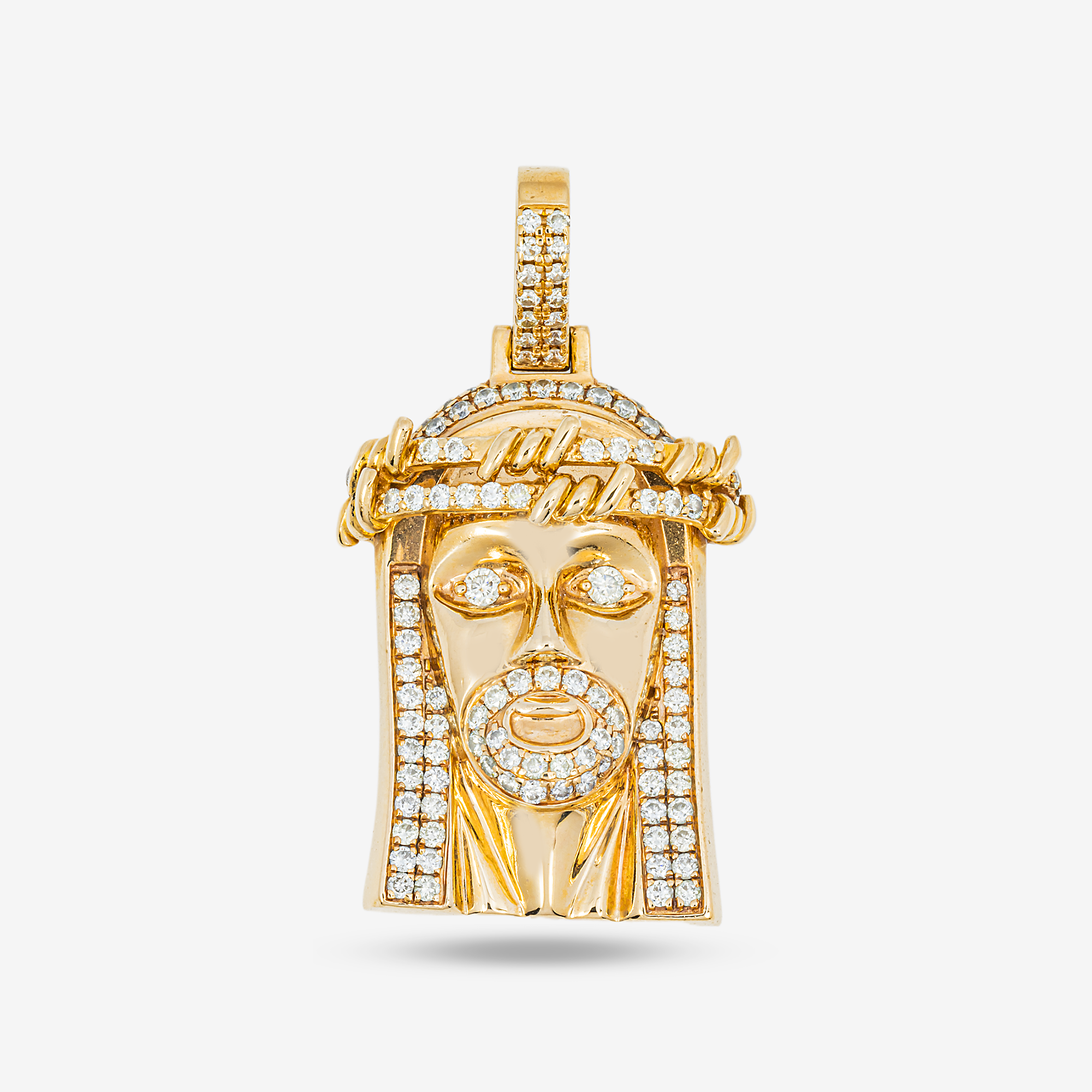 14K JESUS PENDANT IN YG 1.2" W/1.2 CT DIAMONDS