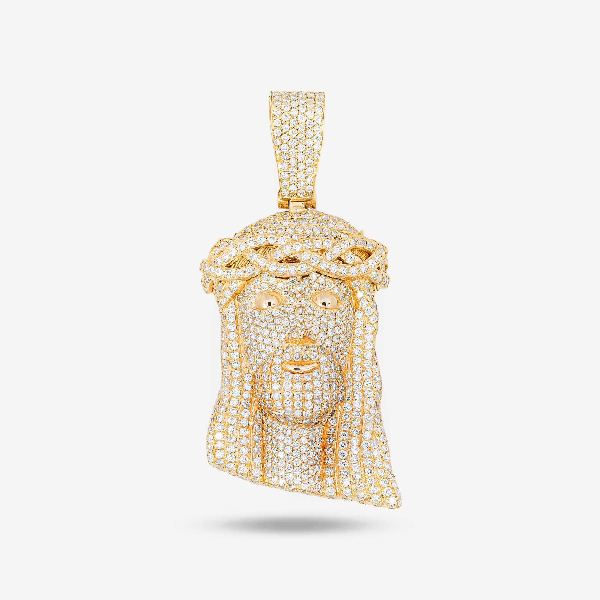 14K JESUS PENDANT IN YG 2" W/2.8CT DIAMONDS