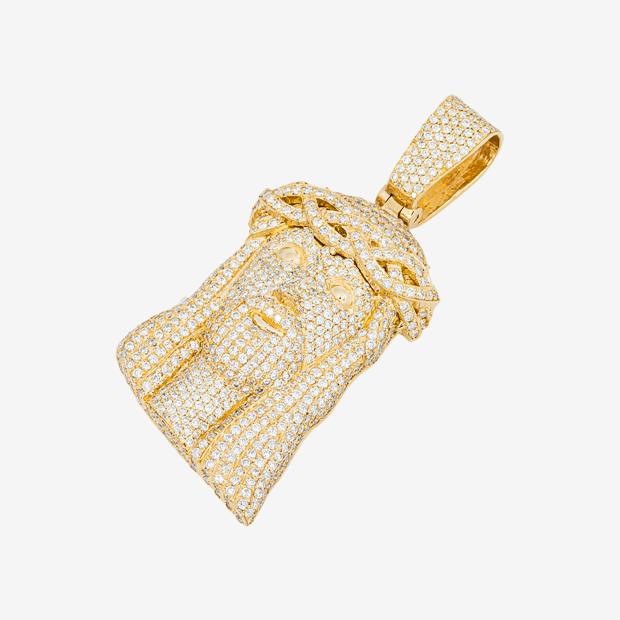 14K JESUS PENDANT IN YG 2" W/2.8CT DIAMONDS