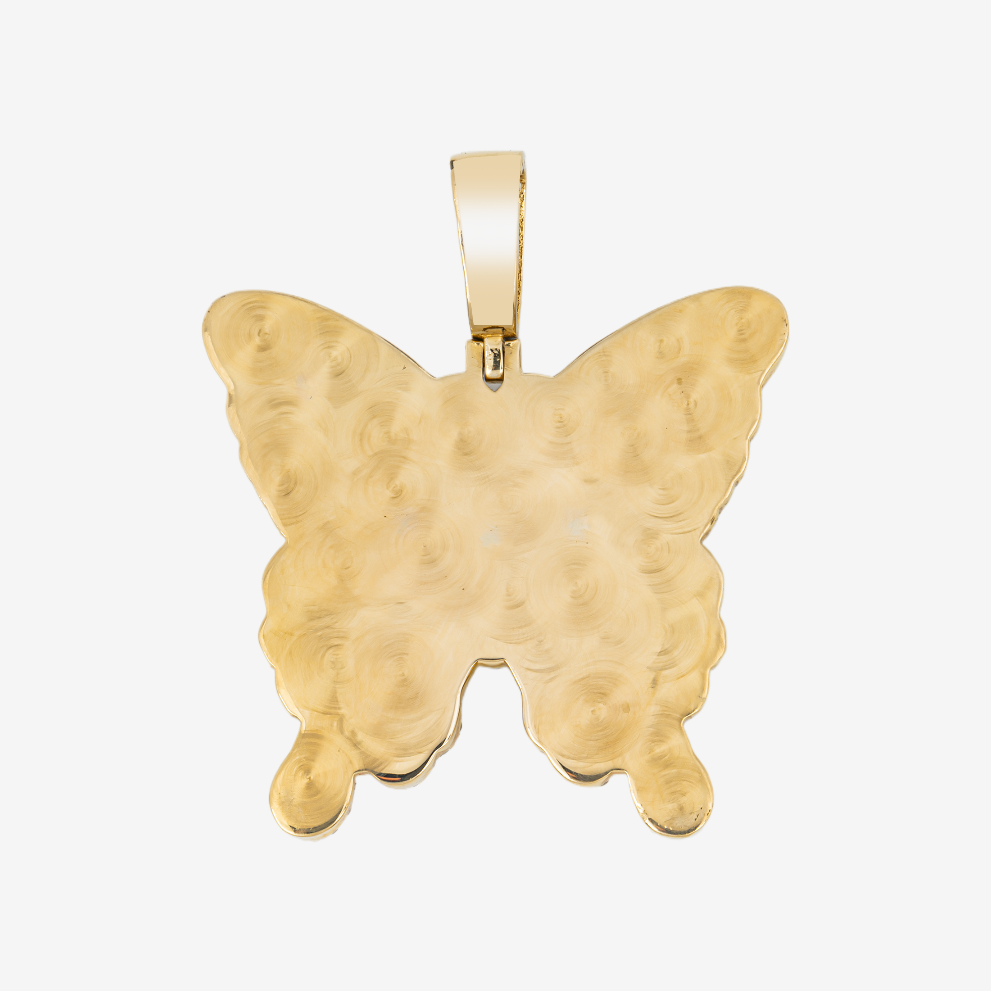 14K BUTTERFLY PENDANT IN YG 1.75" W/5.5CT DIAMONDS