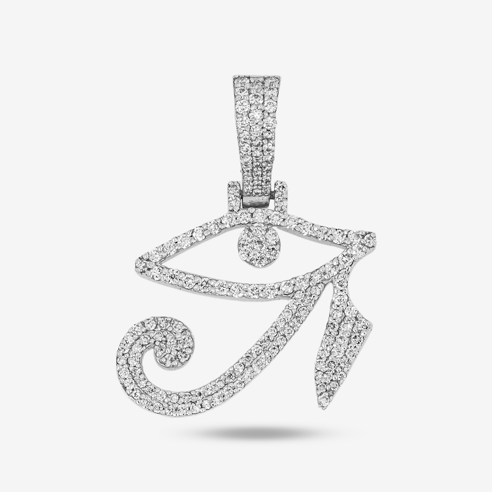 14K EYE OF HORUS PENDANT IN WG 1.25" W/2.1CT DIAMONDS