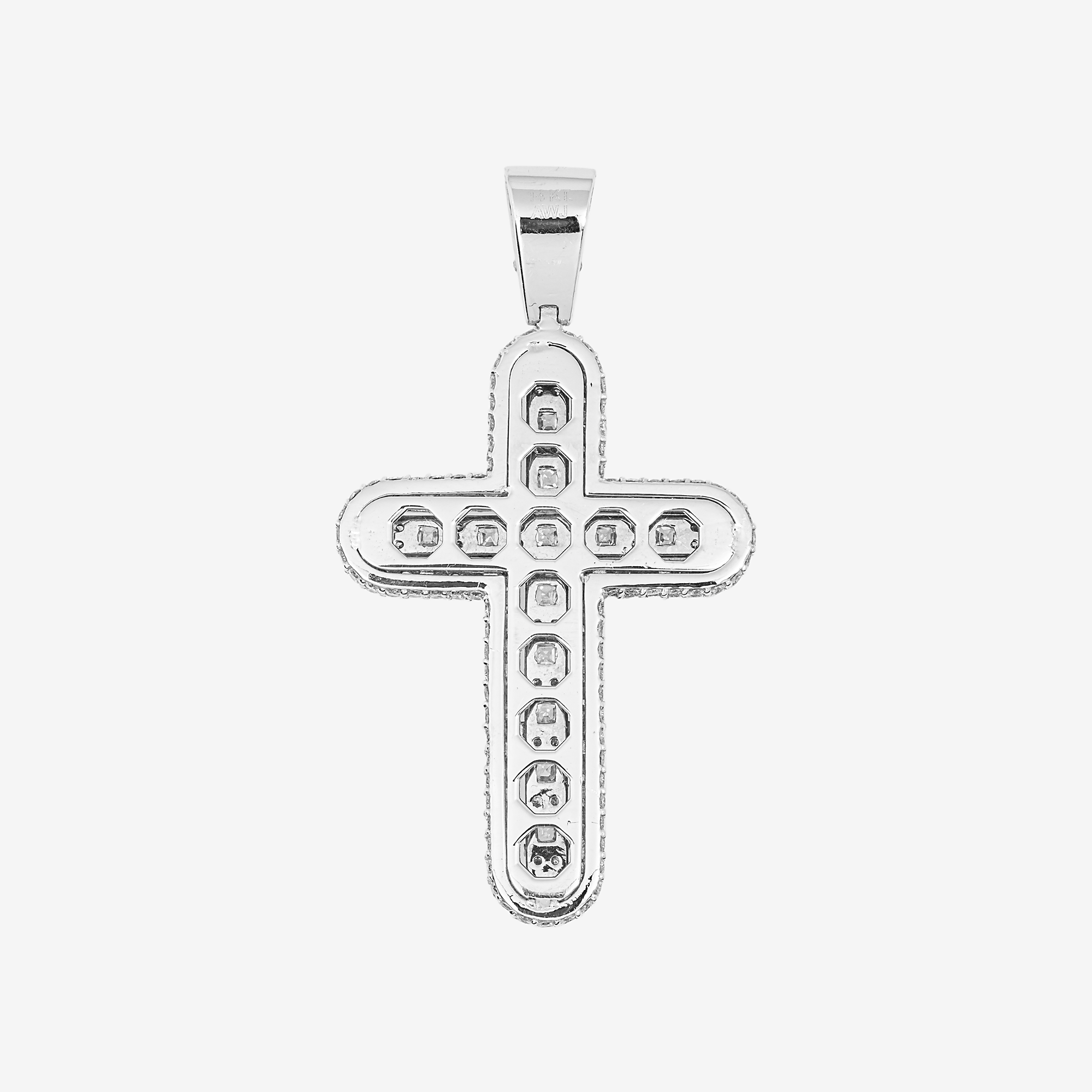 14K CROSS PENDANT IN WG 1.5" W/4.8CT DIAMONDS