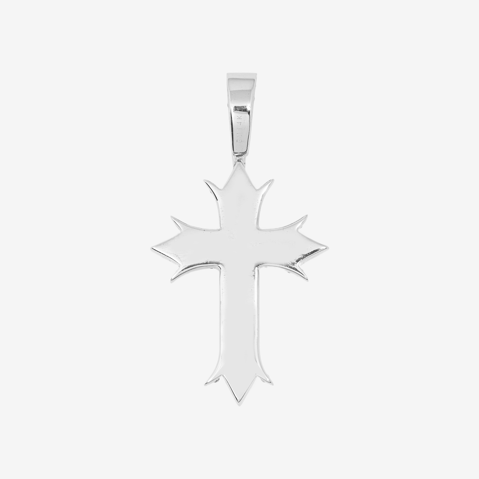 14K POINTED CROSS PENDANT IN WG 1" W/1CT DIAMONDS
