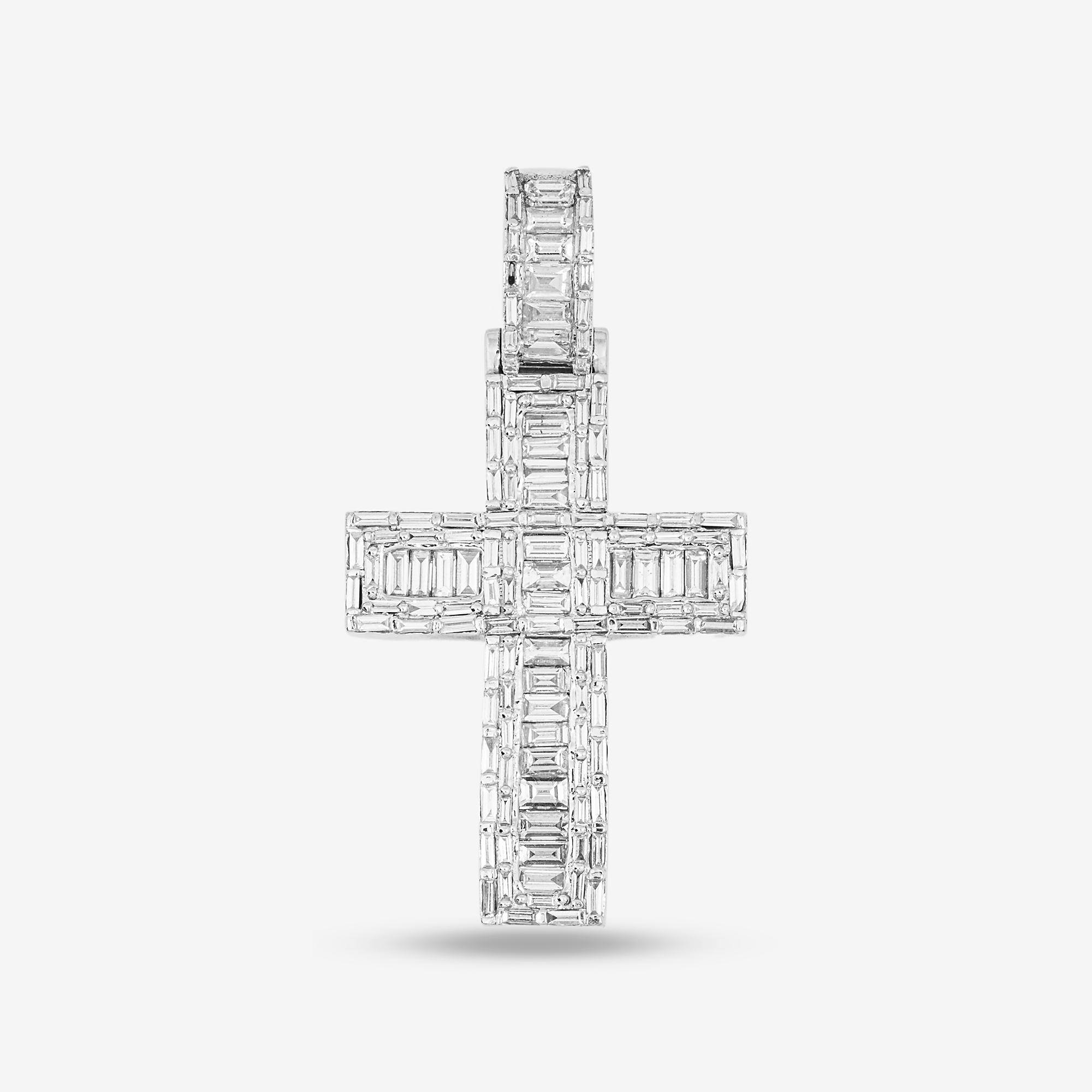 14K CROSS PENDANT IN WG 1.5" W/5.75CT DIAMONDS