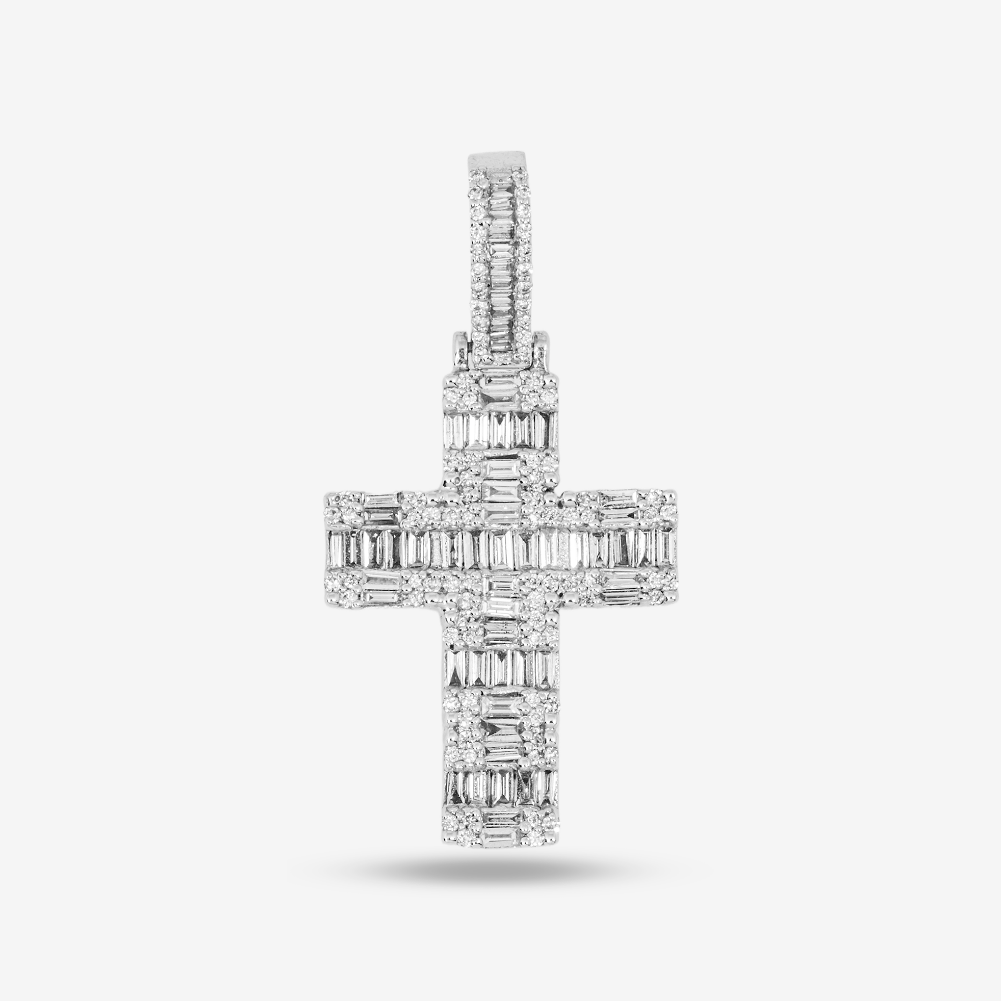 14K CROSS PENDANT IN WG 1.25" W/1.1CT DIAMONDS
