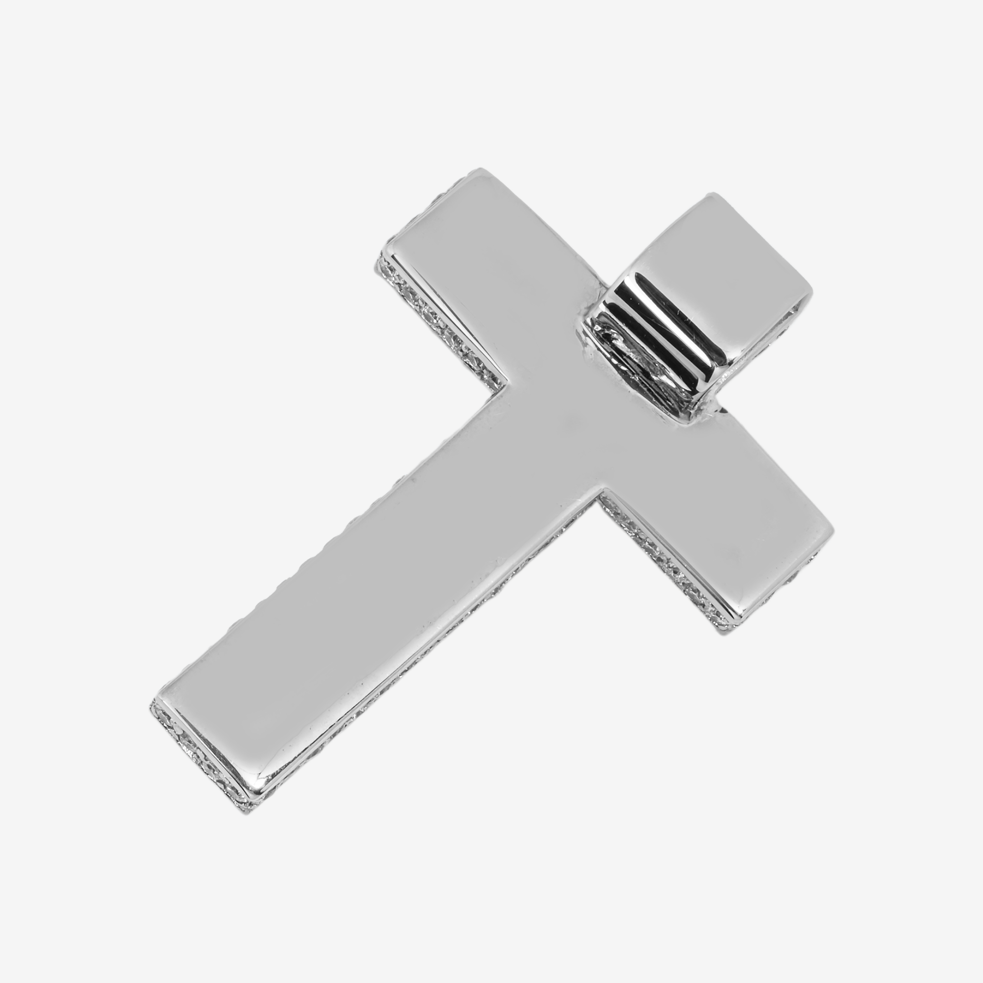 14K JESUS CROSS PENDANT IN RG 1.5" W/5.5CT EMERALD DIAMONDS
