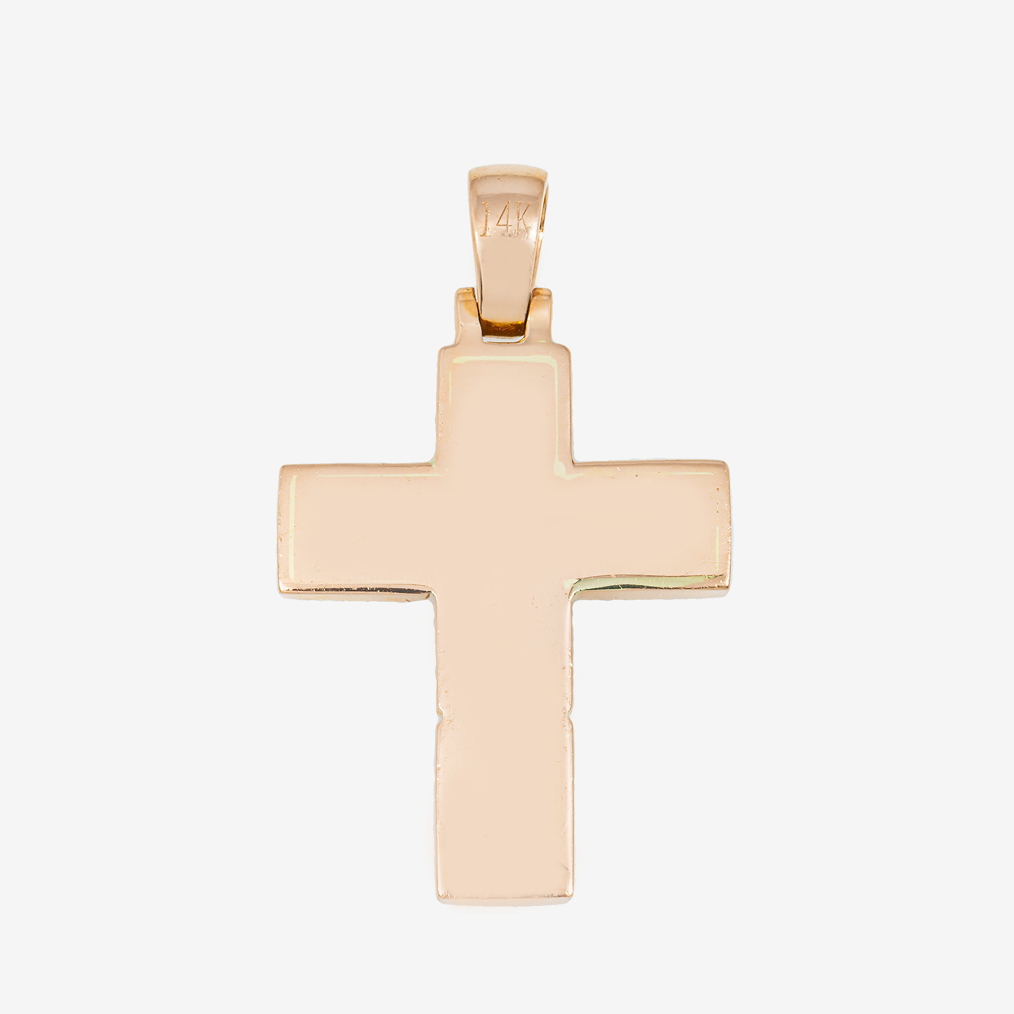 14K SQUARED CROSS PENDANT RG 1.75" W/4.6CT DIAMONDS