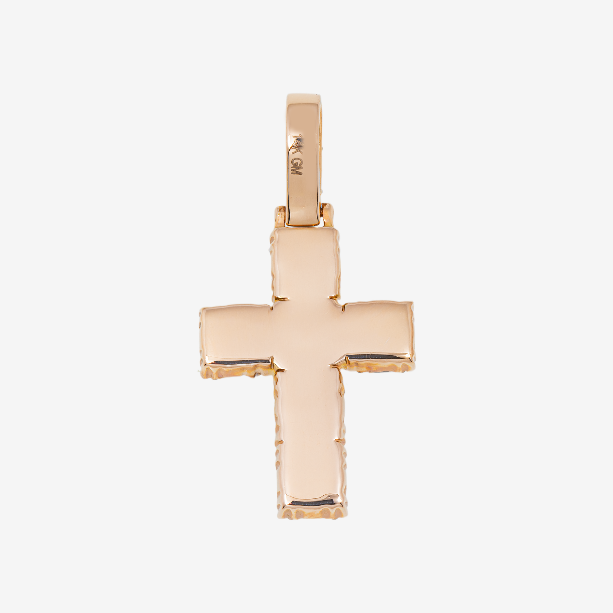 14K CROSS PENDANT IN RG 1.25" W/1.1CT BAGGUETTE DIAMONDS